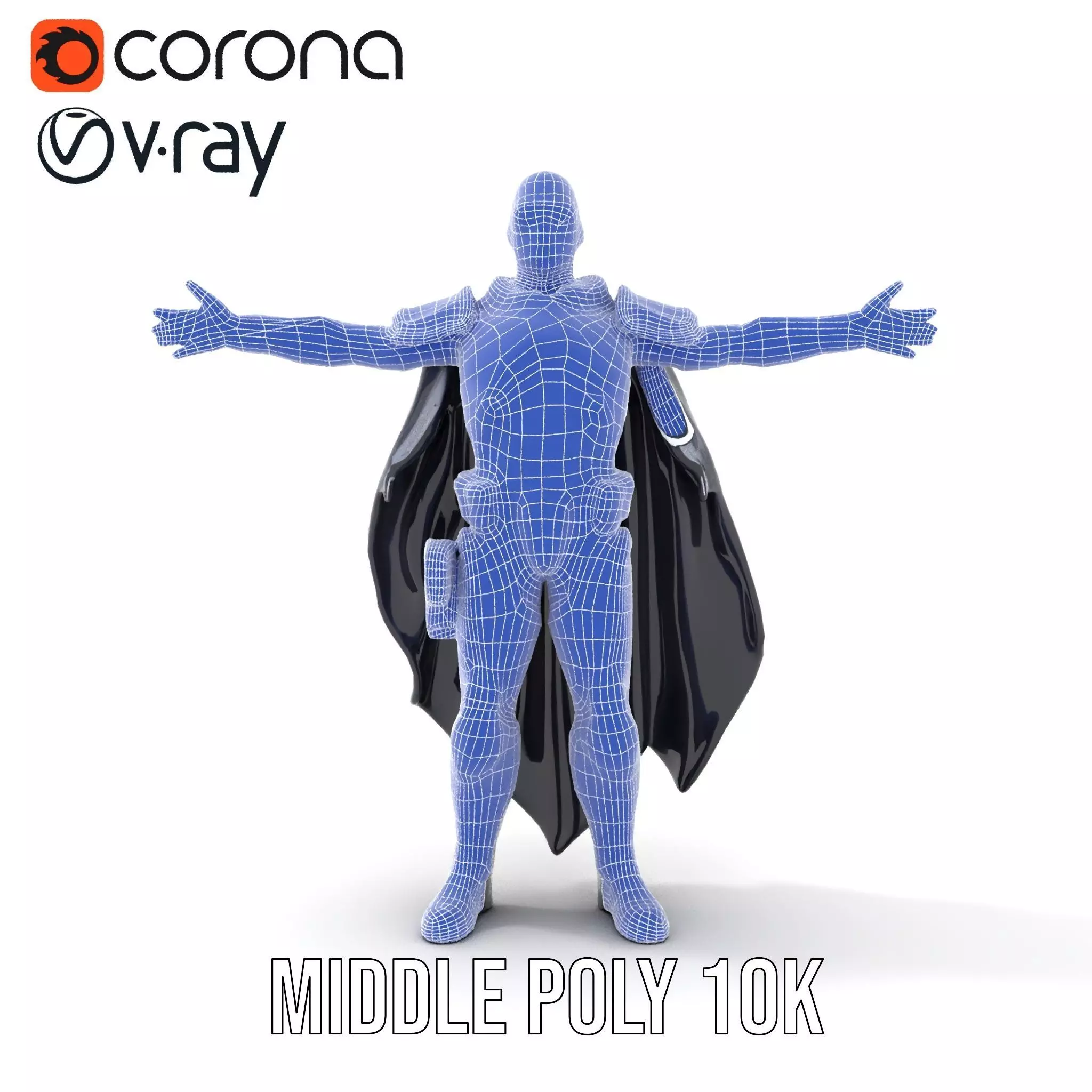Futuristic Armor Suit Model Pack with Cape and Visor Low-poly 3D model_18