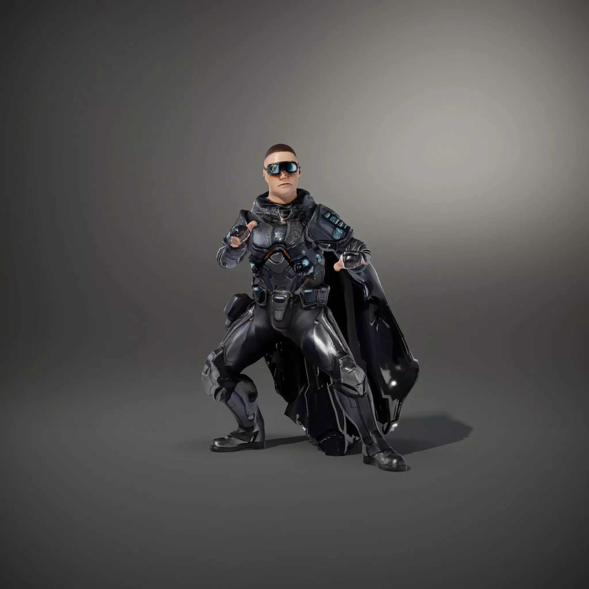 Futuristic Armor Suit Model Pack with Cape and Visor Low-poly 3D model_33