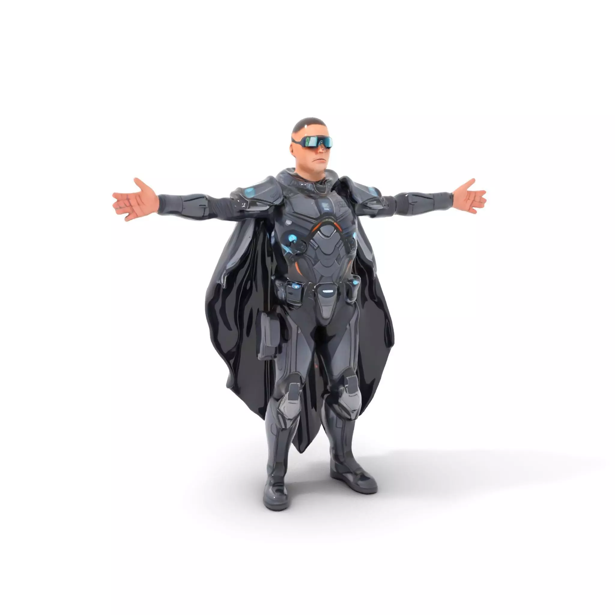 Futuristic Armor Suit Model Pack with Cape and Visor Low-poly 3D model_0