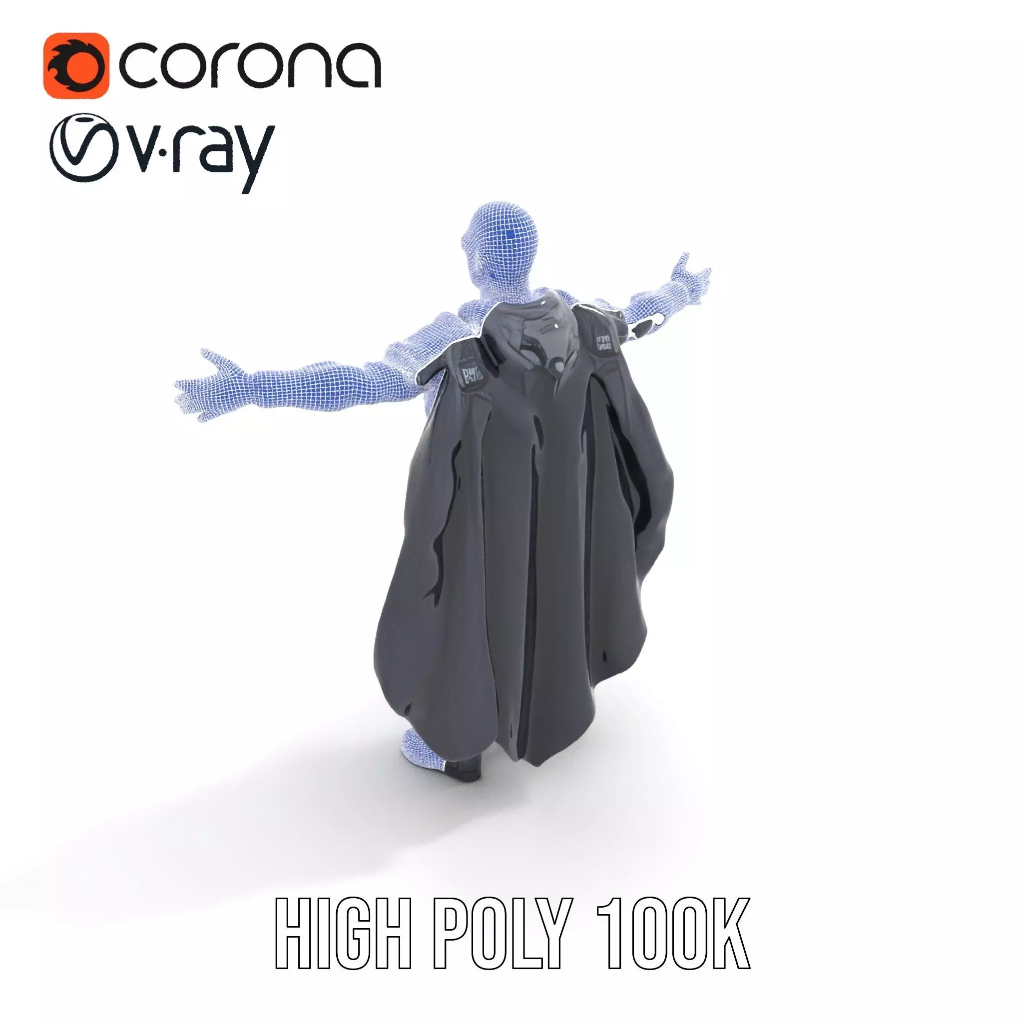 Futuristic Armor Suit Model Pack with Cape and Visor Low-poly 3D model_28