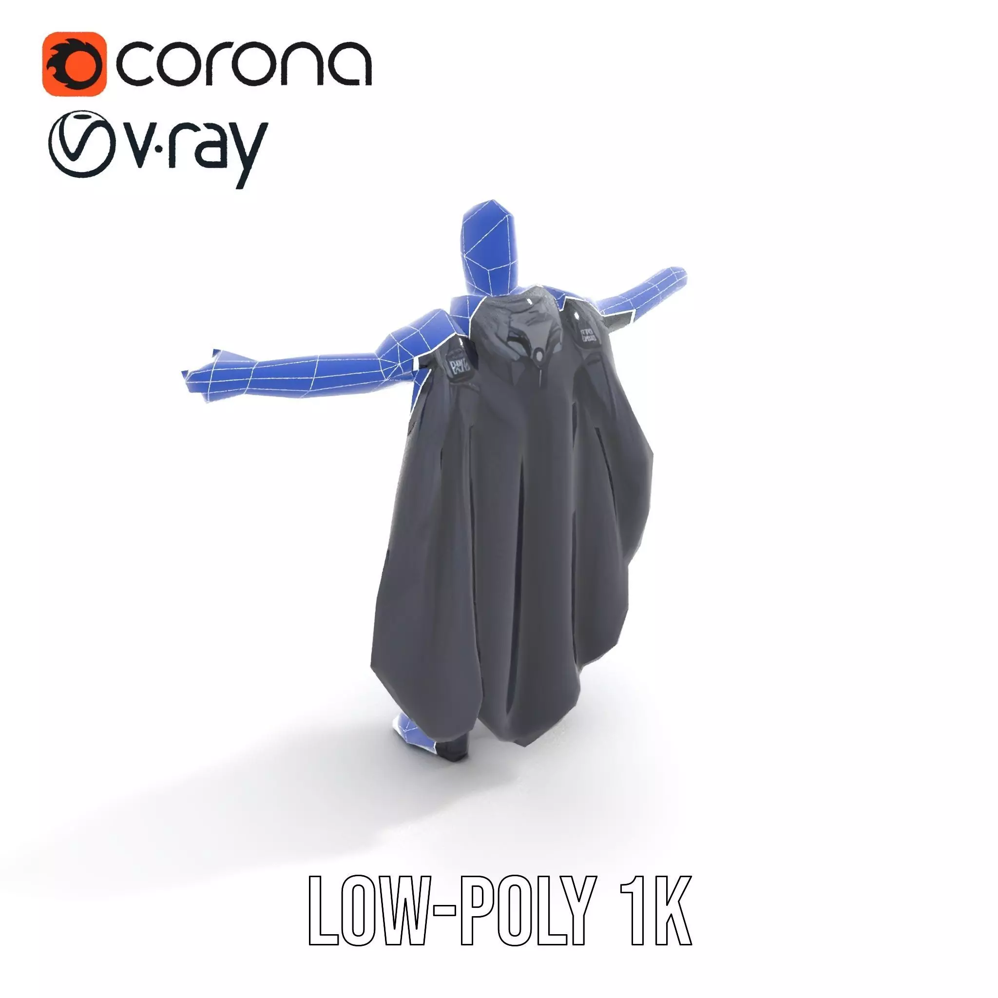 Futuristic Armor Suit Model Pack with Cape and Visor Low-poly 3D model_16