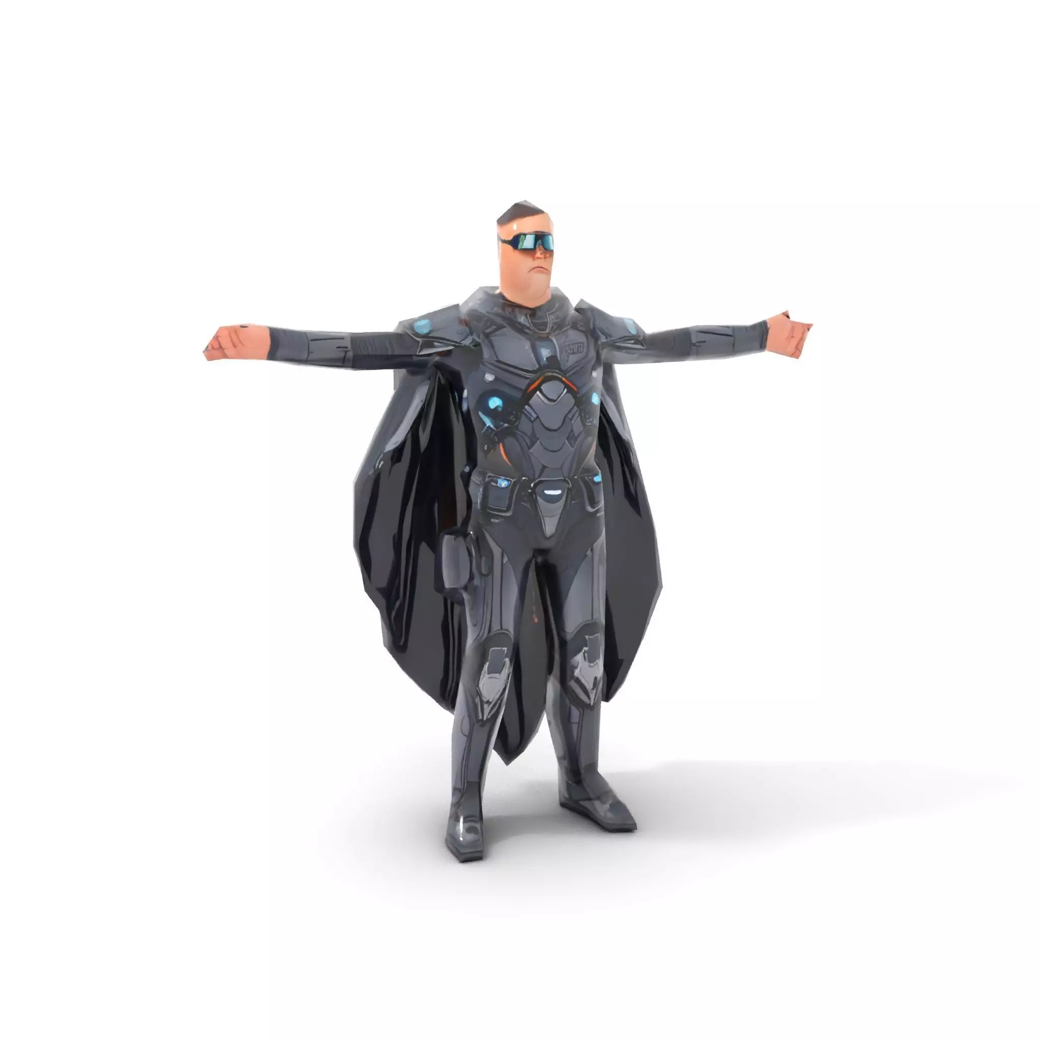 Futuristic Armor Suit Model Pack with Cape and Visor Low-poly 3D model_8