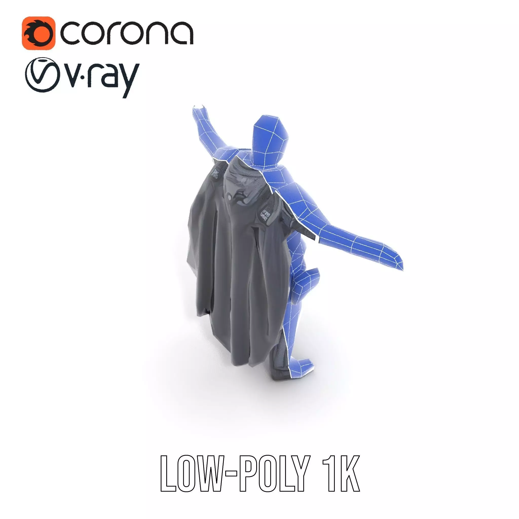 Futuristic Armor Suit Model Pack with Cape and Visor Low-poly 3D model_27