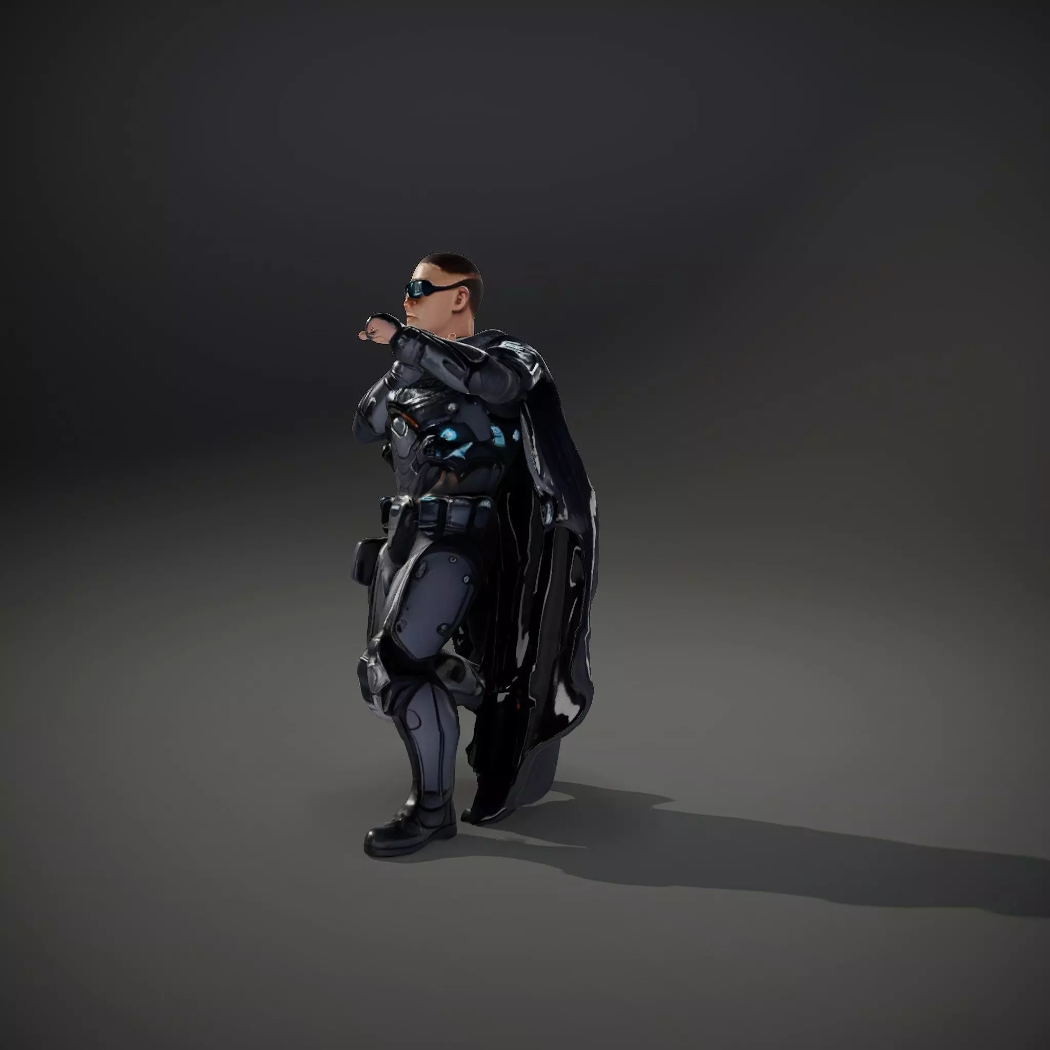 Futuristic Armor Suit Model Pack with Cape and Visor Low-poly 3D model_34