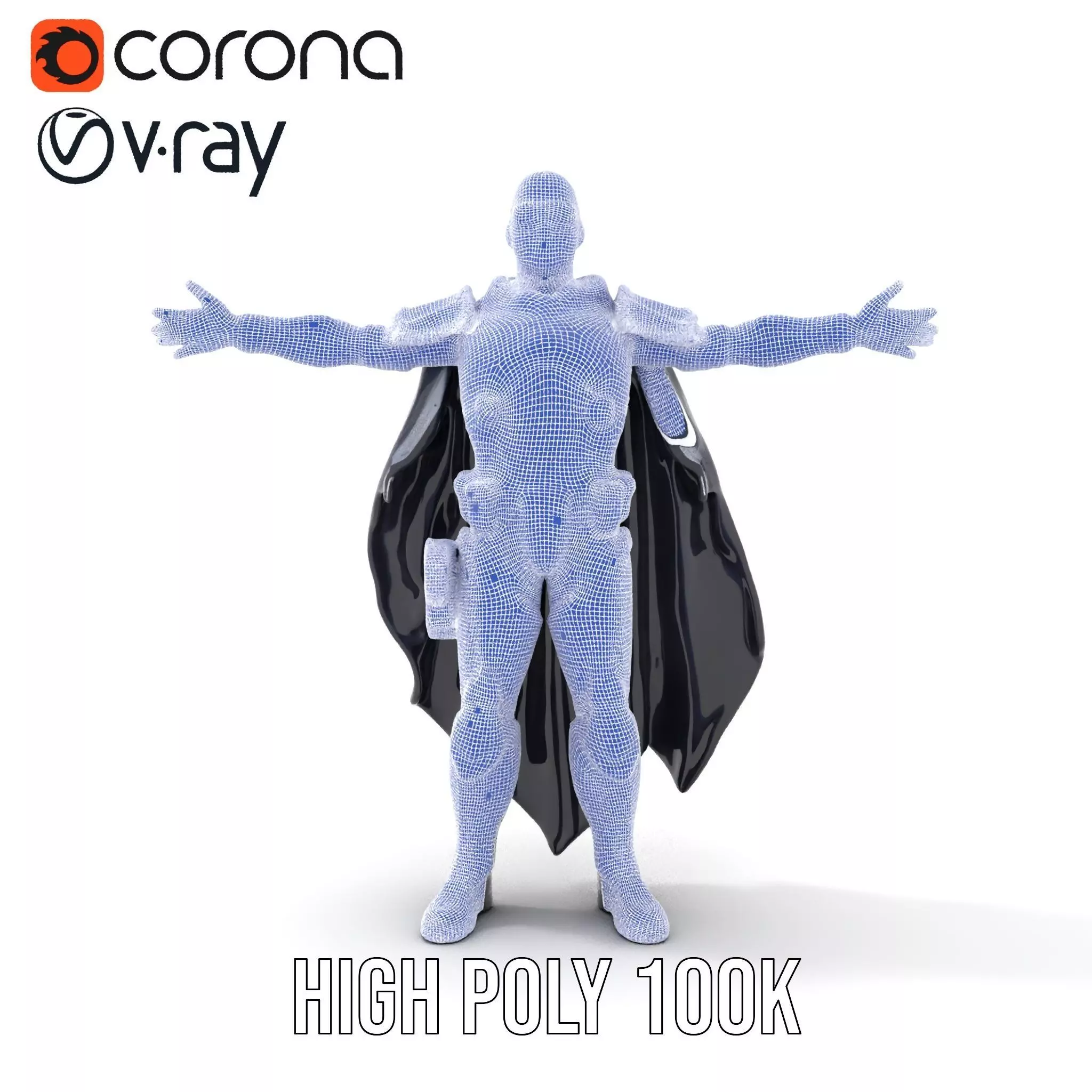 Futuristic Armor Suit Model Pack with Cape and Visor Low-poly 3D model_32