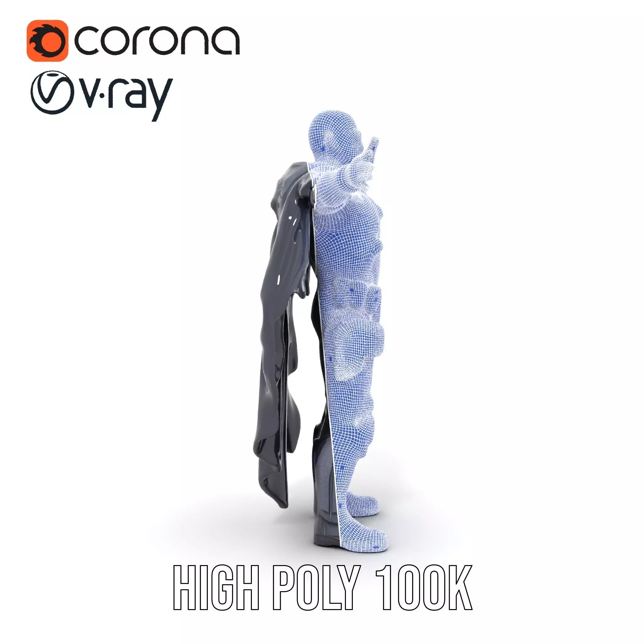 Futuristic Armor Suit Model Pack with Cape and Visor Low-poly 3D model_25