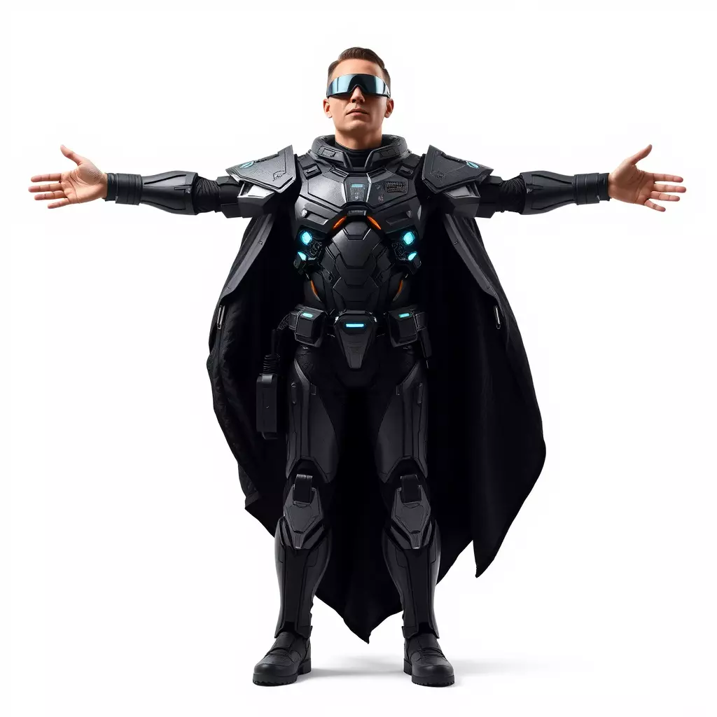 Futuristic Armor Suit Model Pack with Cape and Visor Low-poly 3D model_2