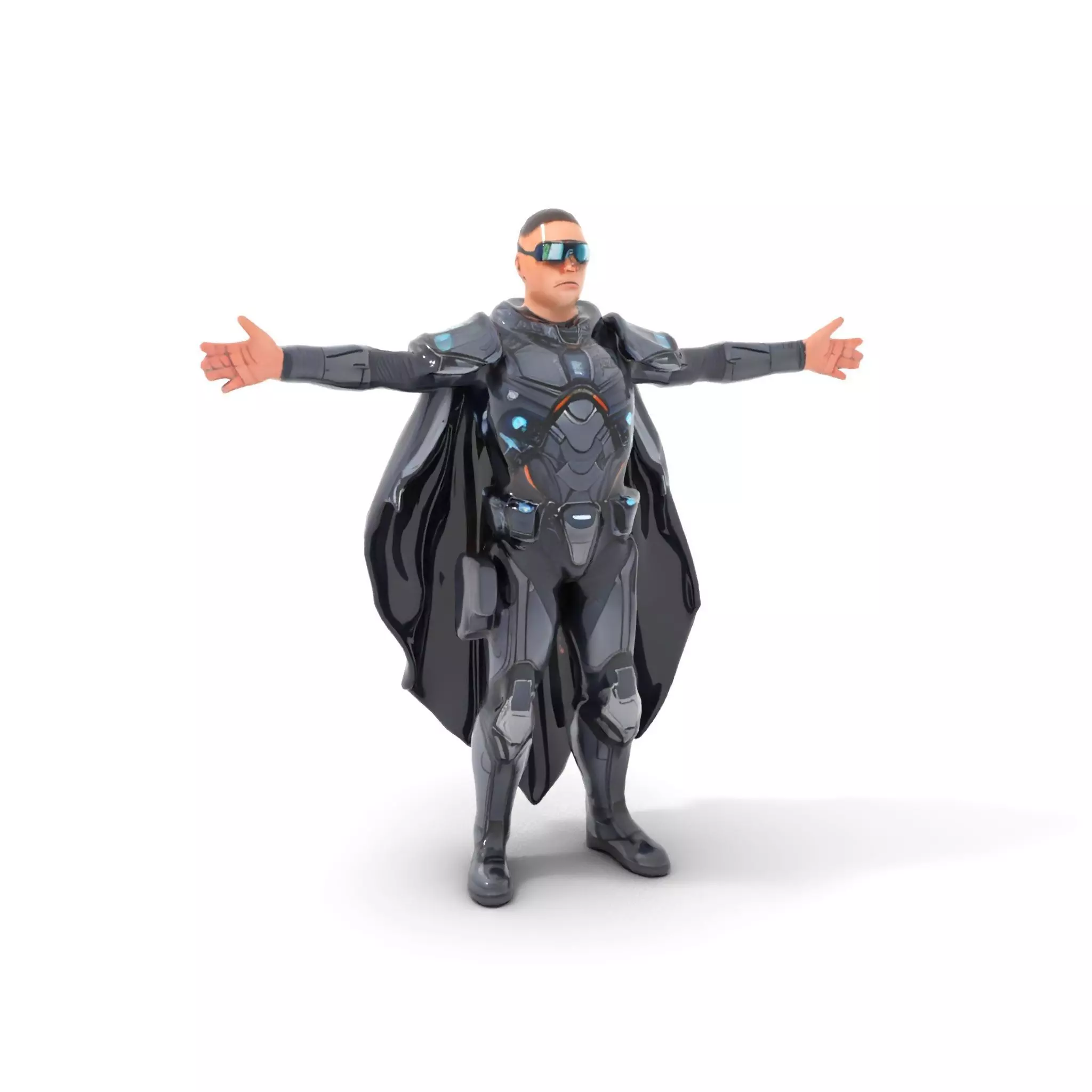 Futuristic Armor Suit Model Pack with Cape and Visor Low-poly 3D model_6