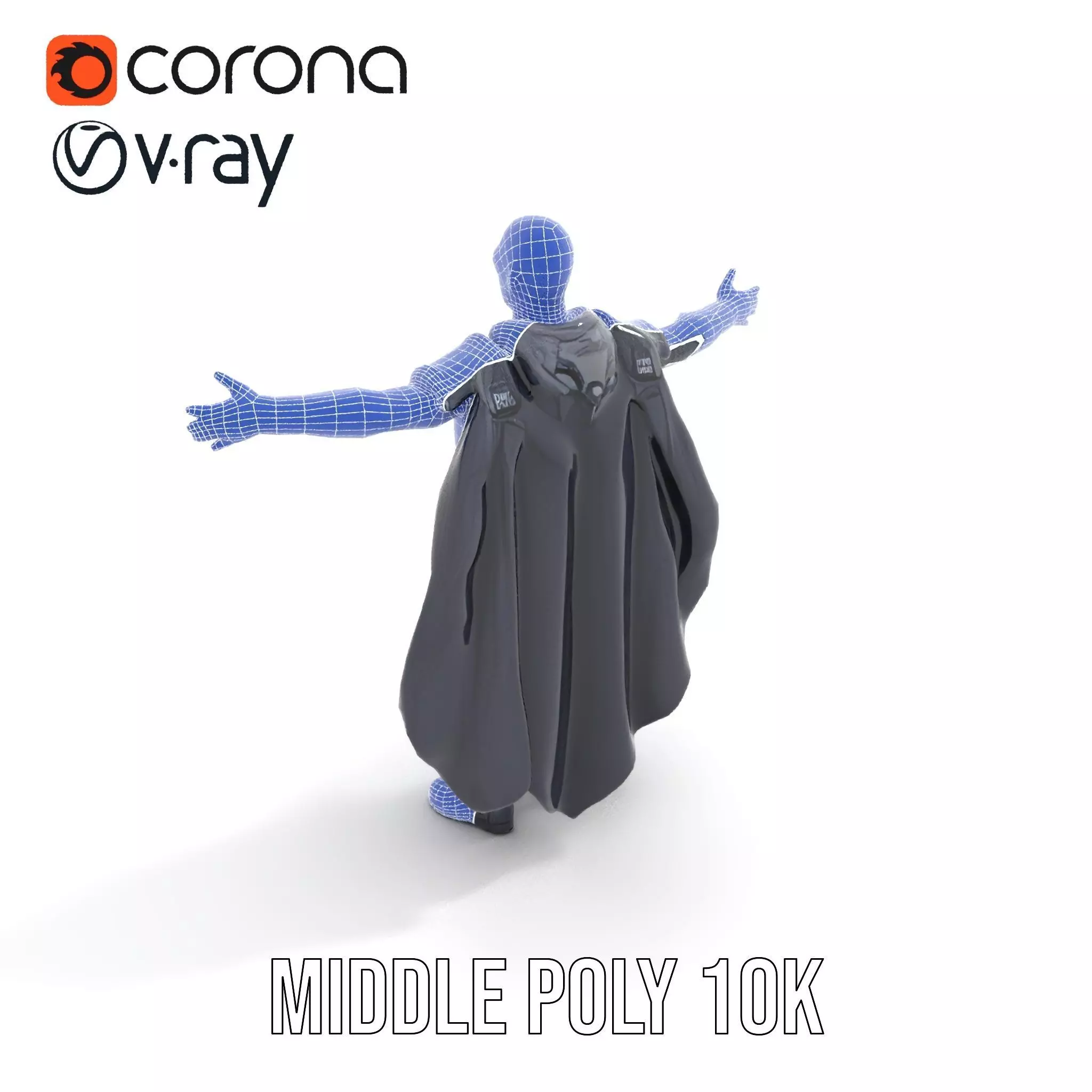 Futuristic Armor Suit Model Pack with Cape and Visor Low-poly 3D model_15