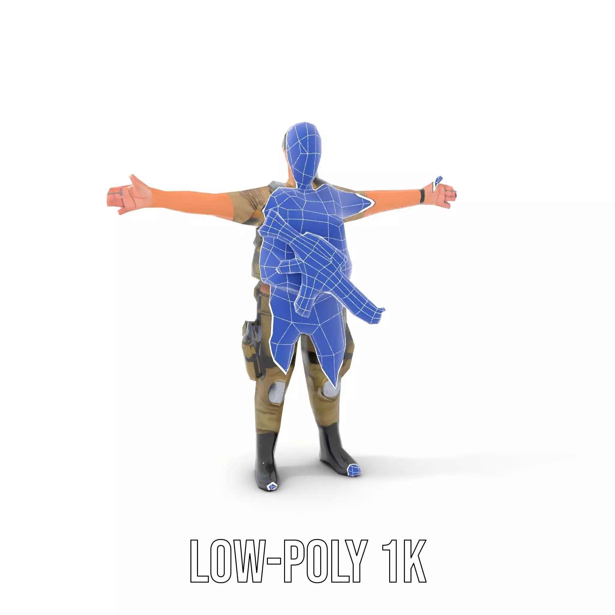 Military Soldier Model Pack with Tactical Gear Low-poly 3D model_26