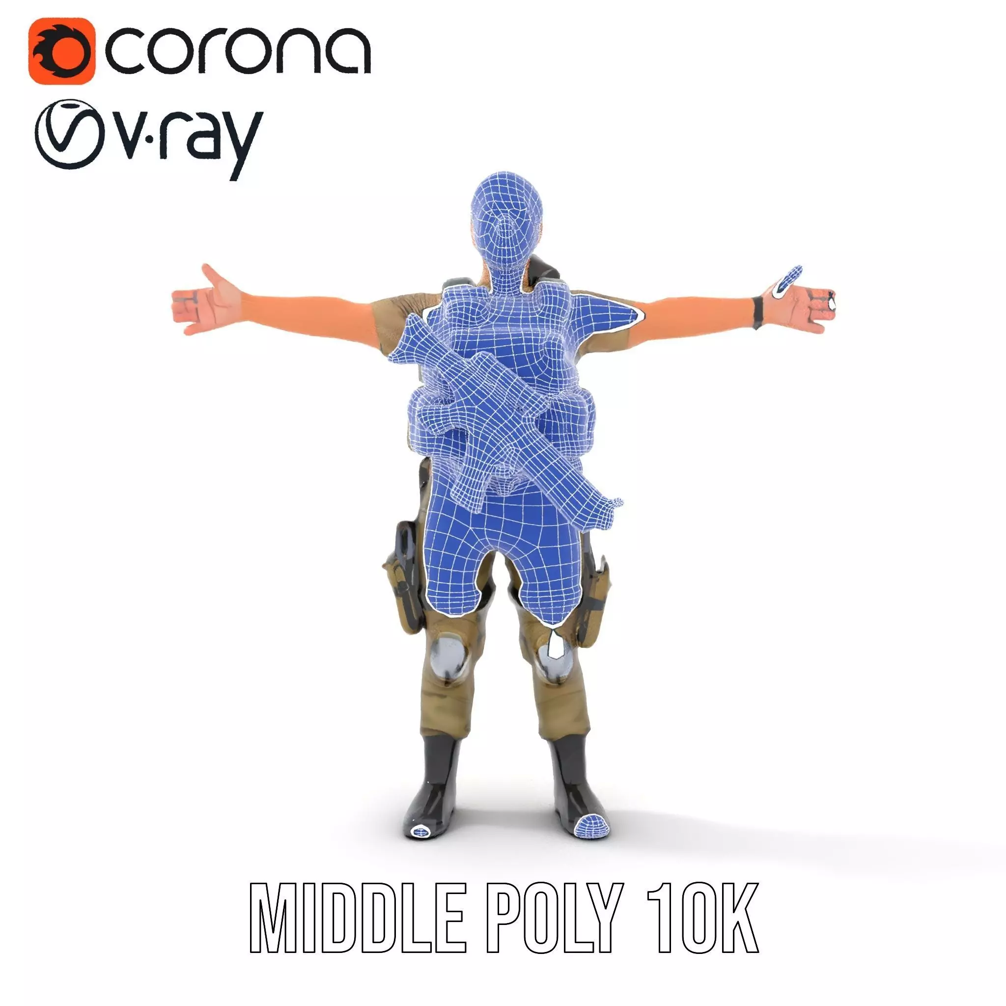 Military Soldier Model Pack with Tactical Gear Low-poly 3D model_30