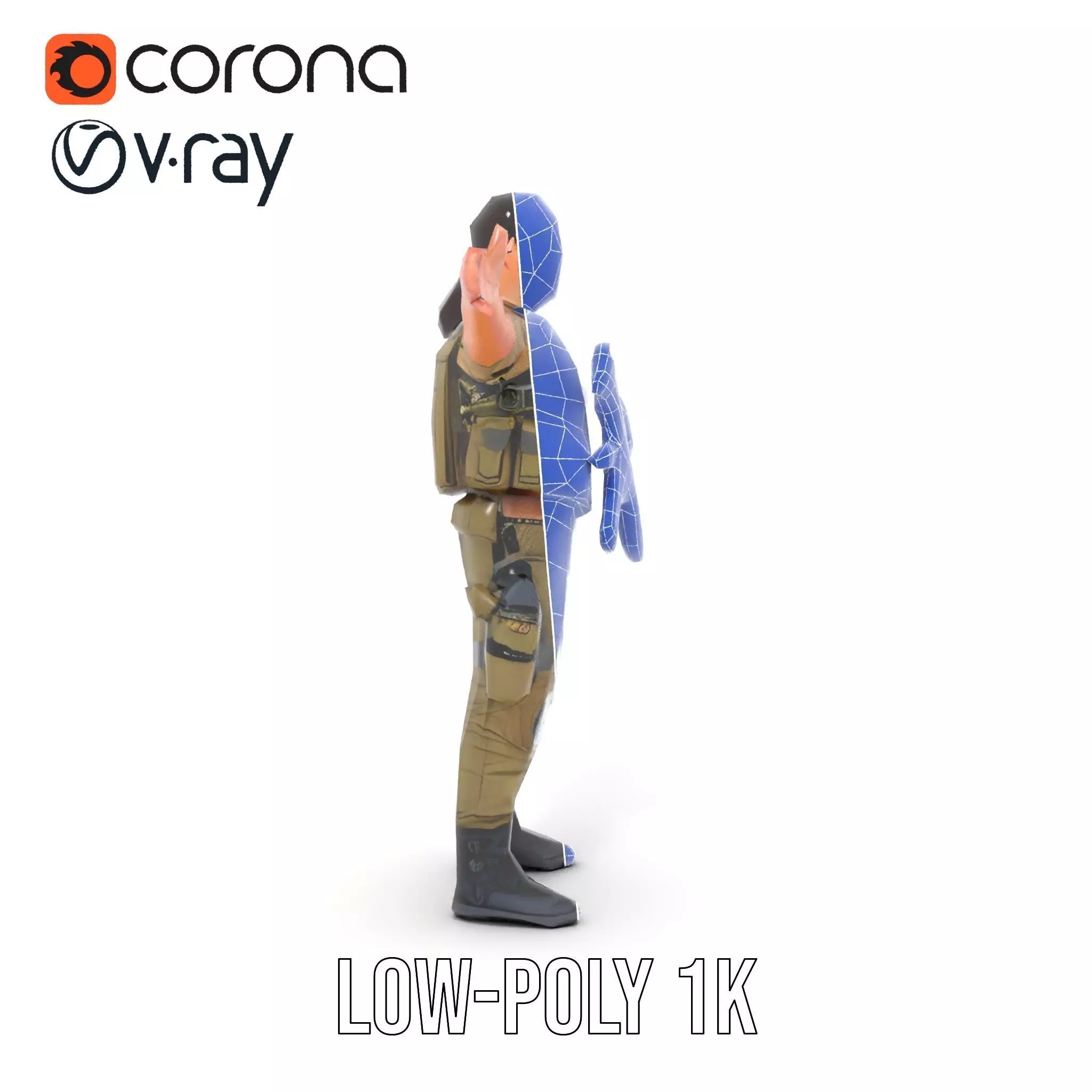 Military Soldier Model Pack with Tactical Gear Low-poly 3D model_31