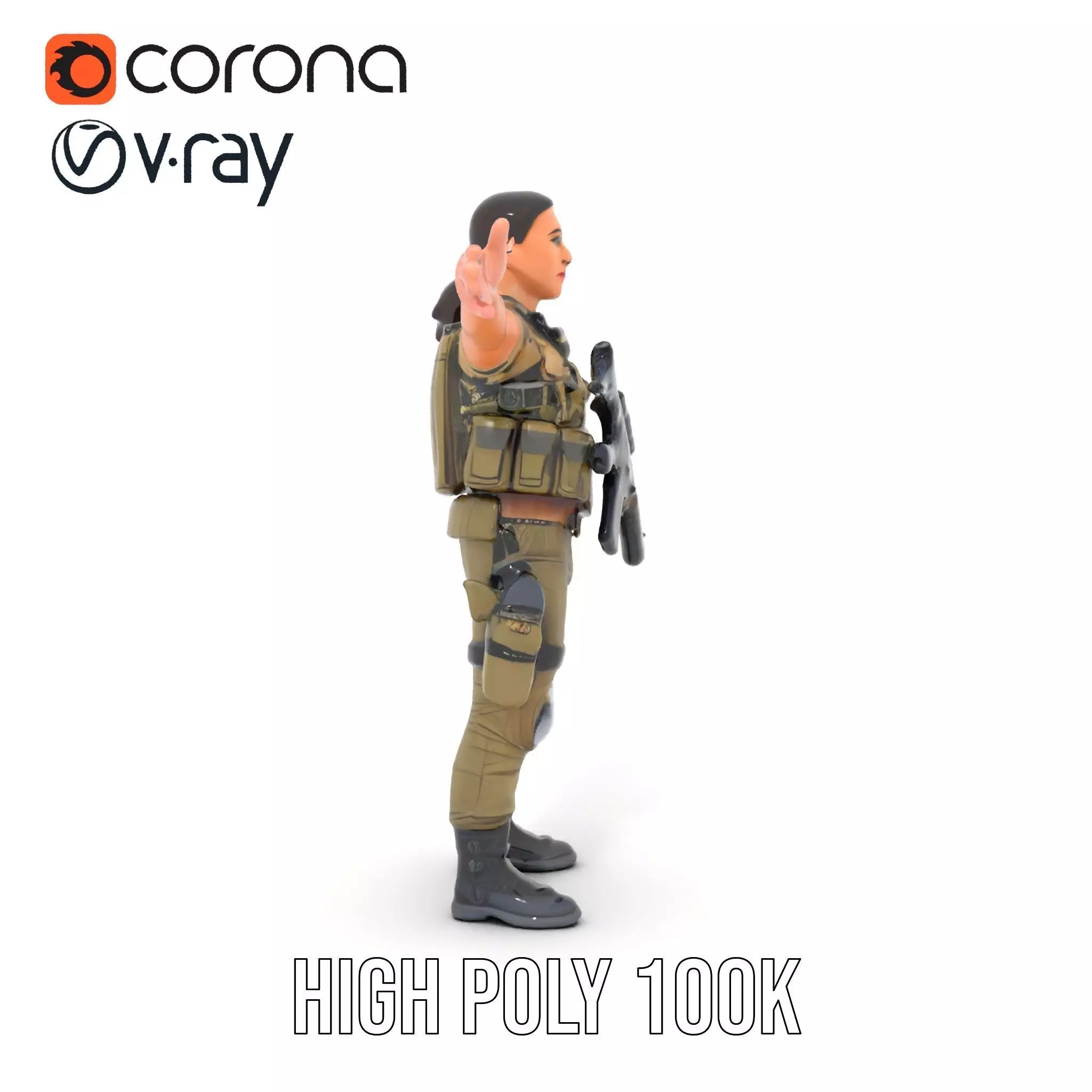 Military Soldier Model Pack with Tactical Gear Low-poly 3D model_24