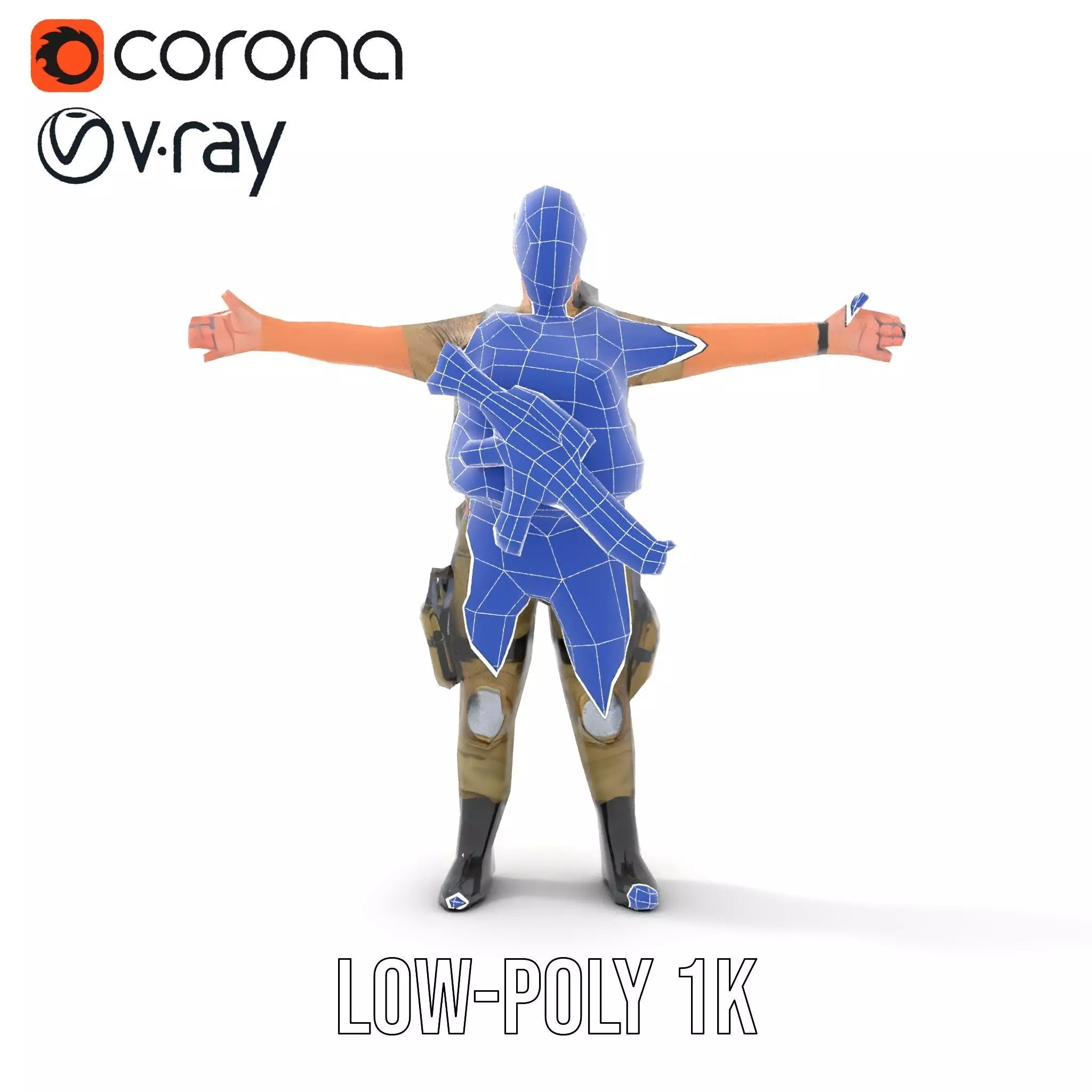 Military Soldier Model Pack with Tactical Gear Low-poly 3D model_9