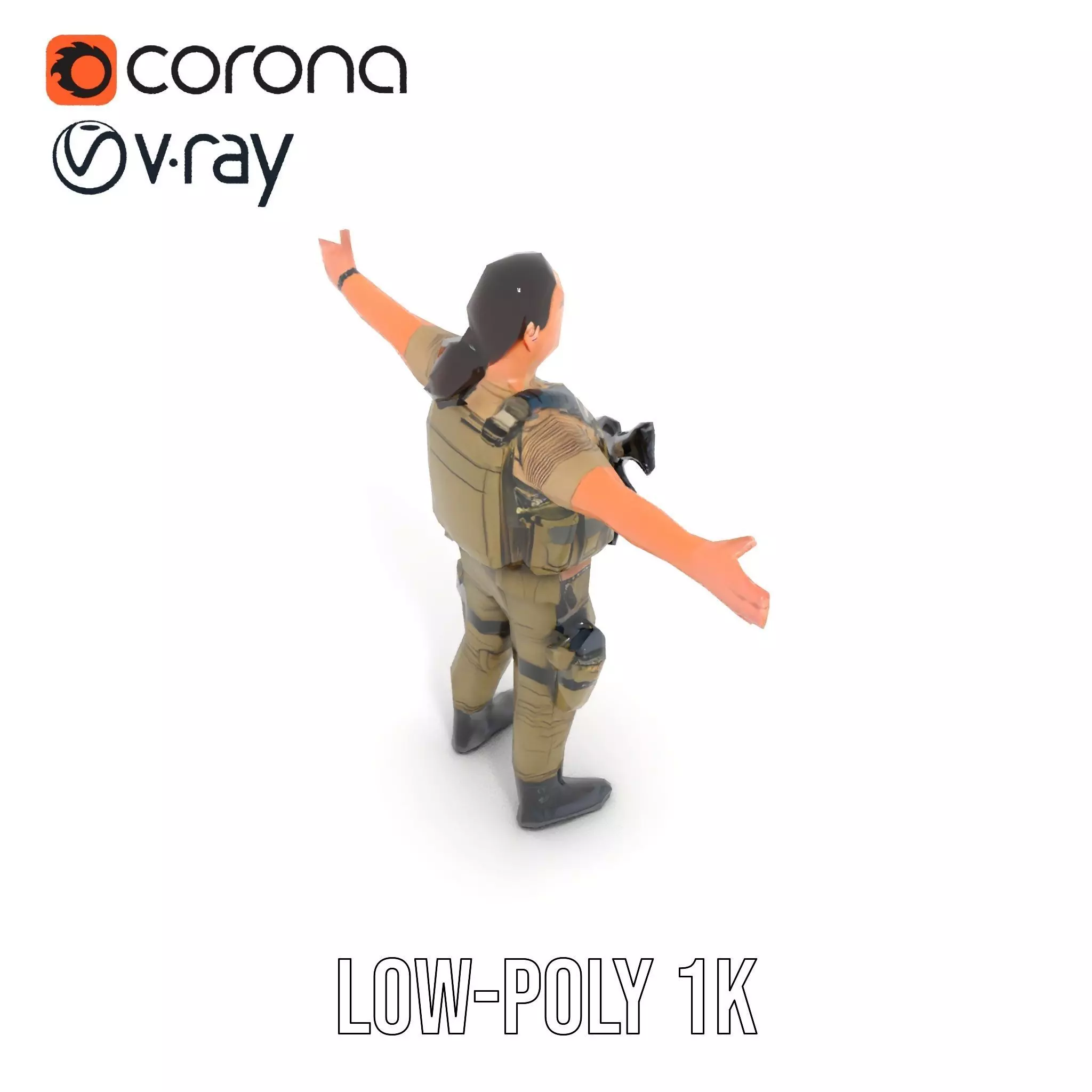 Military Soldier Model Pack with Tactical Gear Low-poly 3D model_20