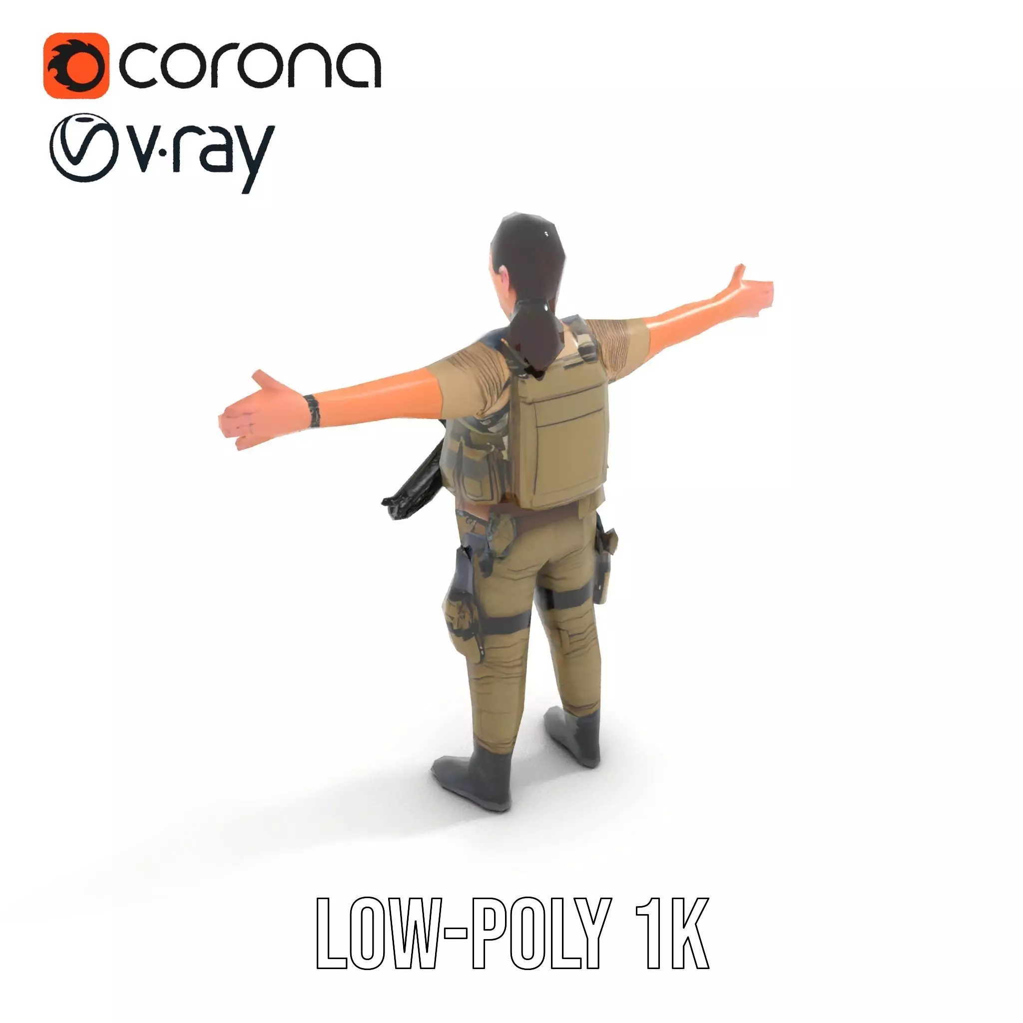 Military Soldier Model Pack with Tactical Gear Low-poly 3D model_12
