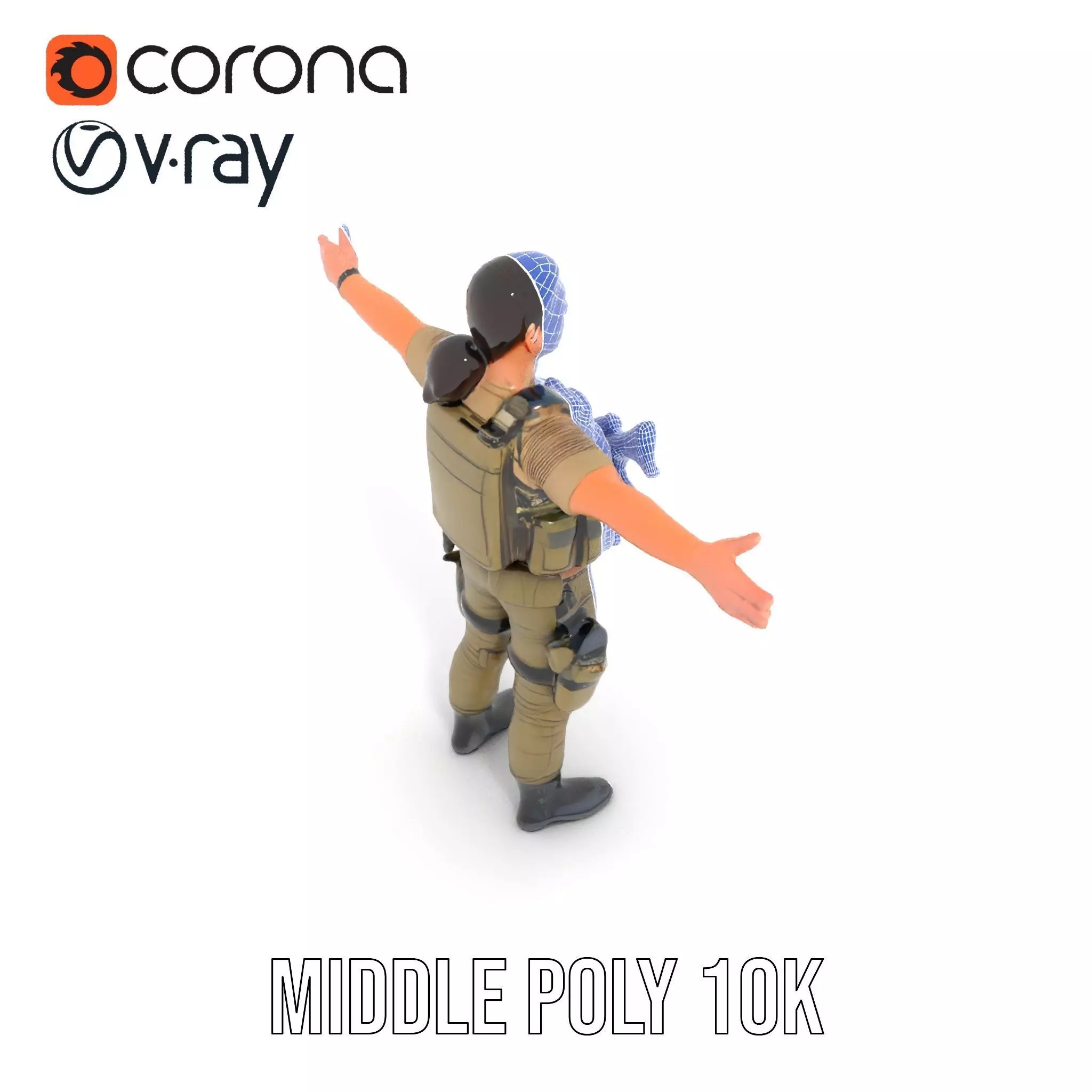 Military Soldier Model Pack with Tactical Gear Low-poly 3D model_19