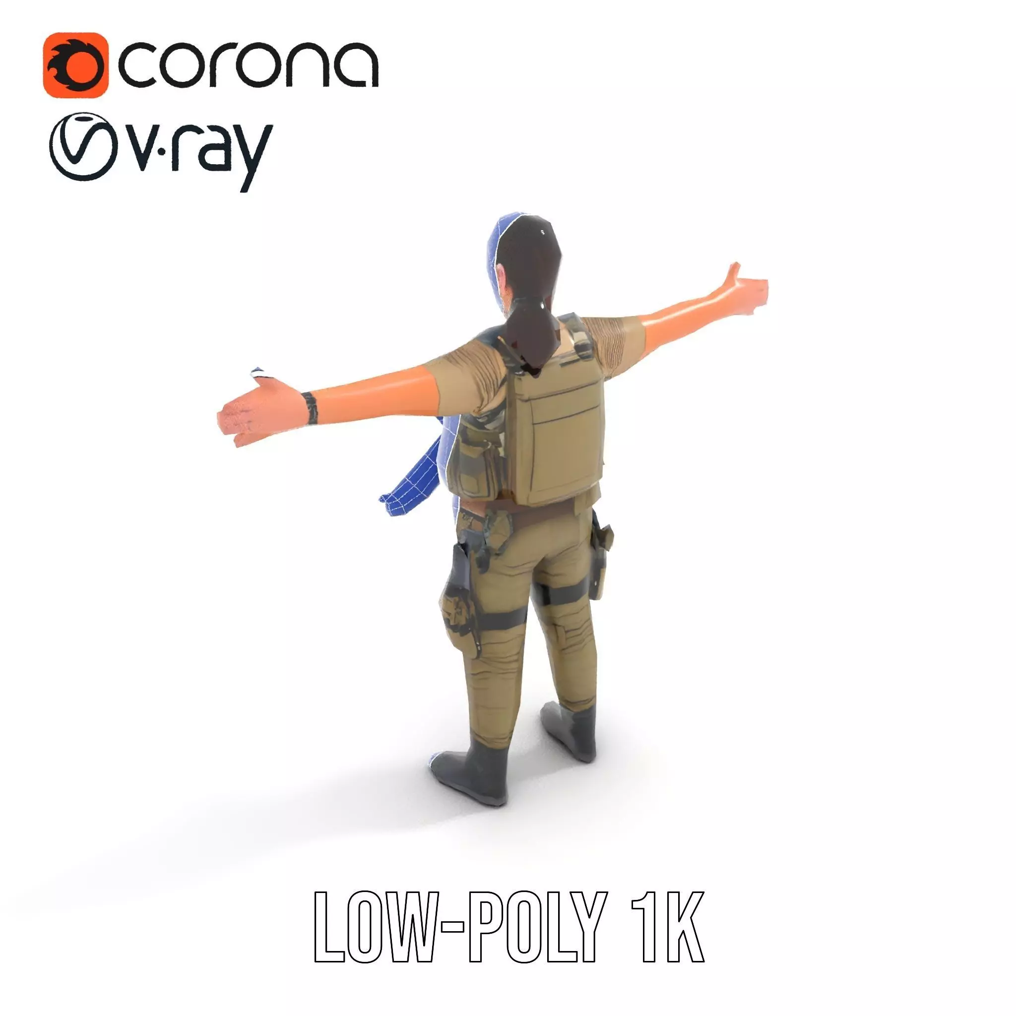 Military Soldier Model Pack with Tactical Gear Low-poly 3D model_8