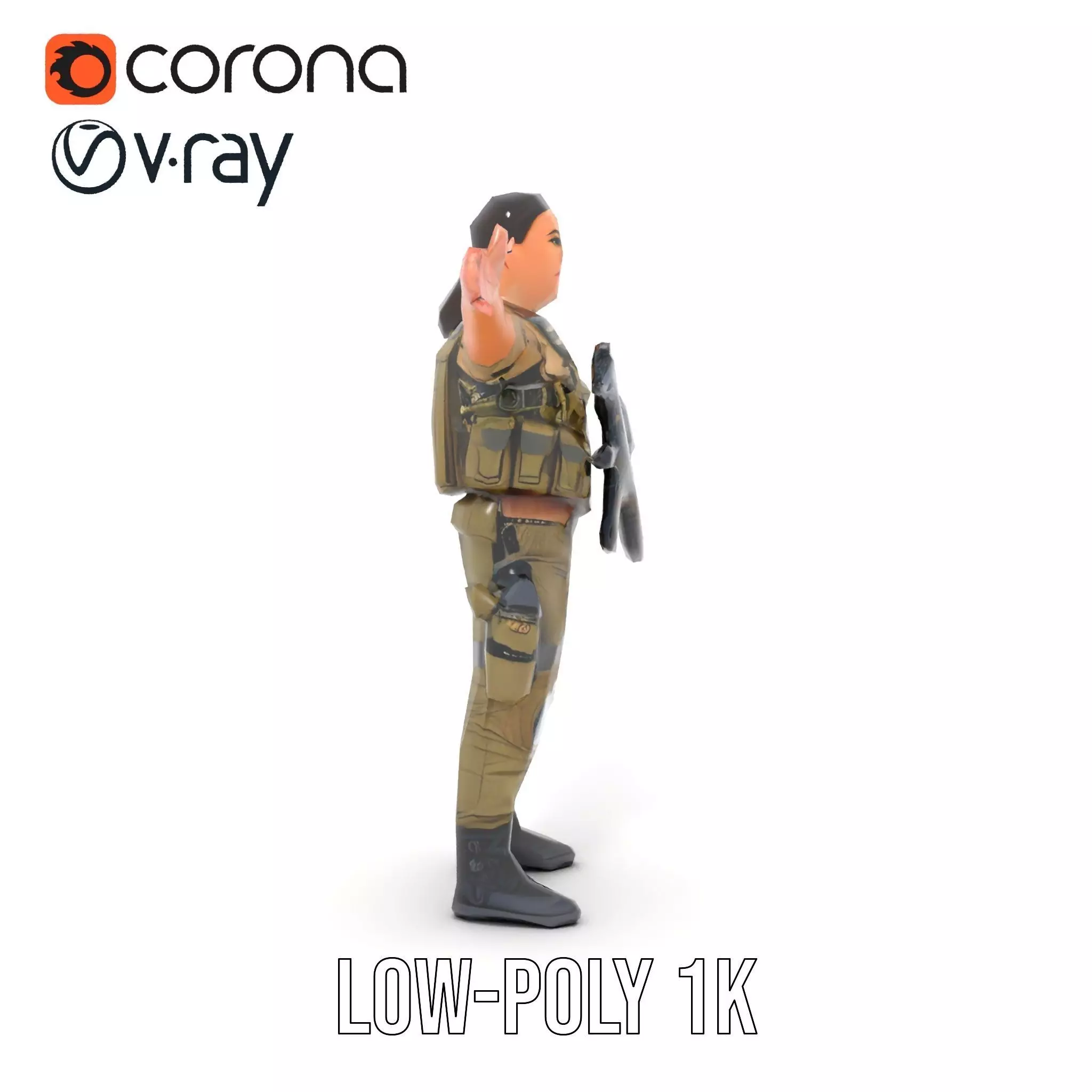 Military Soldier Model Pack with Tactical Gear Low-poly 3D model_29