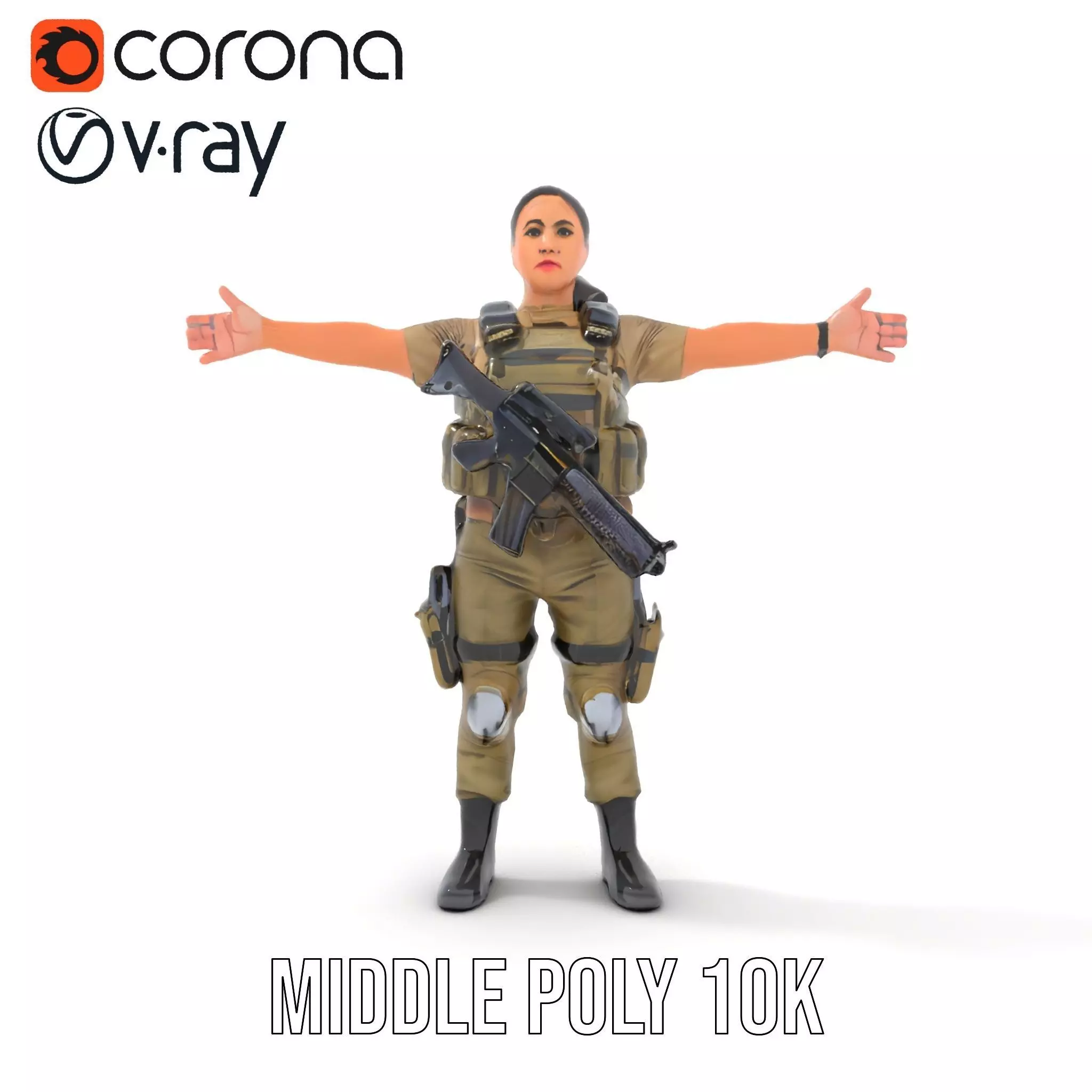 Military Soldier Model Pack with Tactical Gear Low-poly 3D model_11