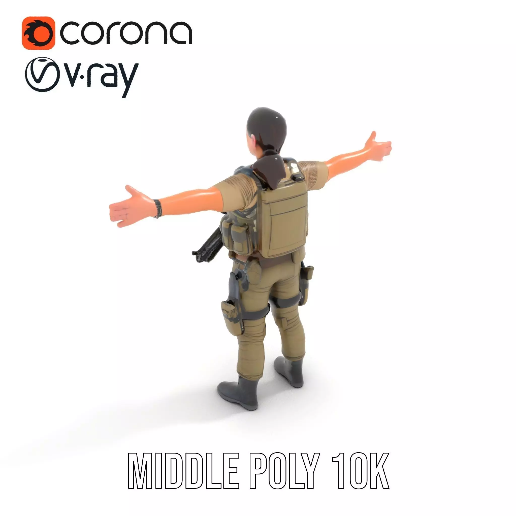 Military Soldier Model Pack with Tactical Gear Low-poly 3D model_25