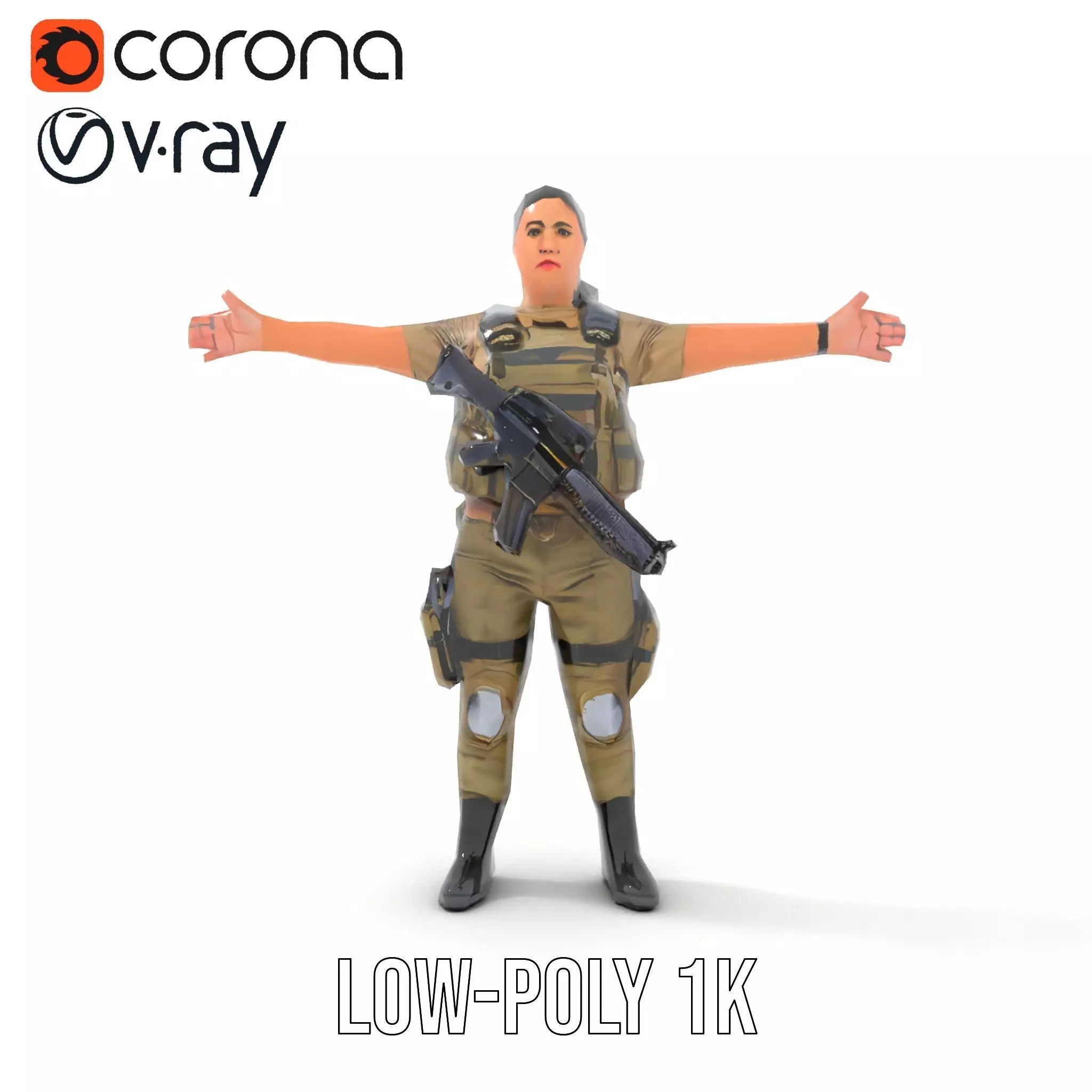 Military Soldier Model Pack with Tactical Gear Low-poly 3D model_23