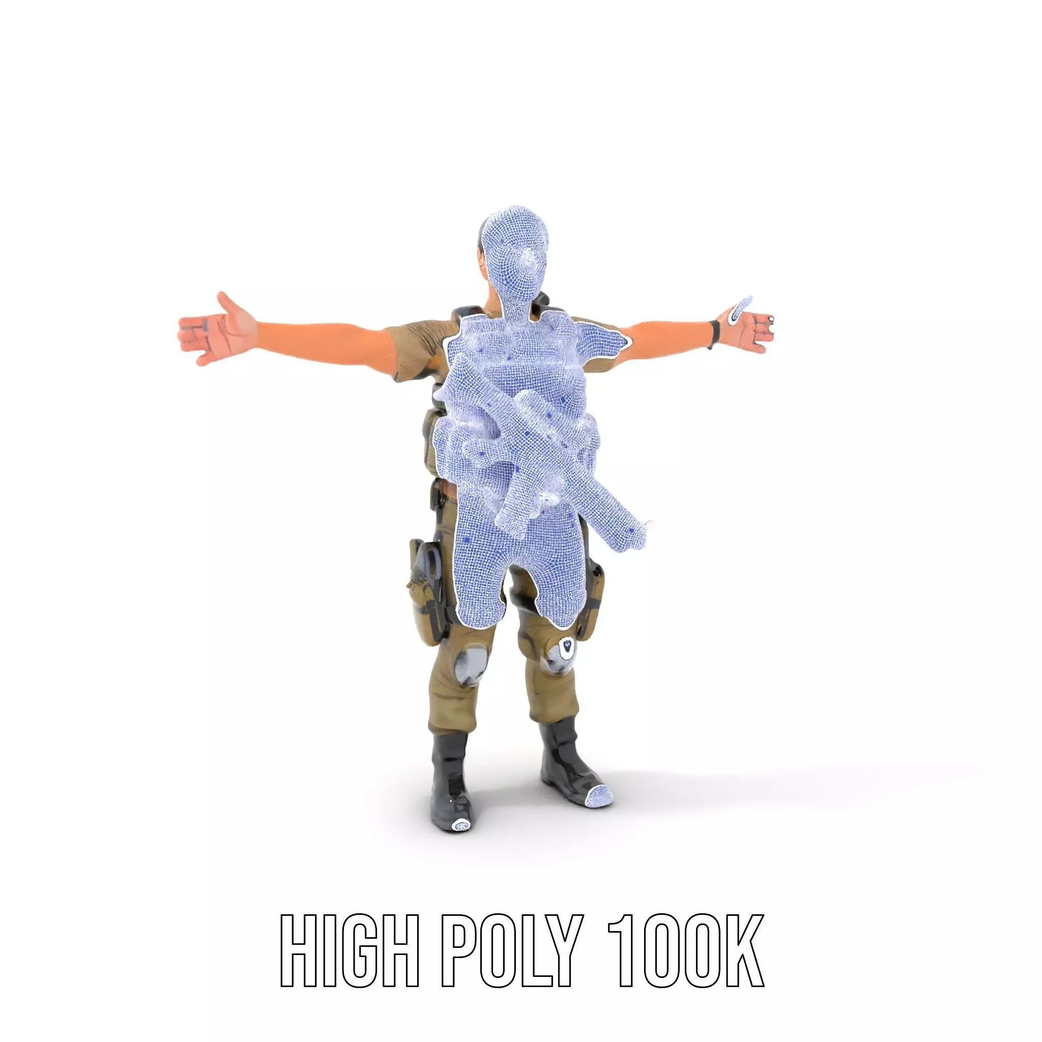 Military Soldier Model Pack with Tactical Gear Low-poly 3D model_5
