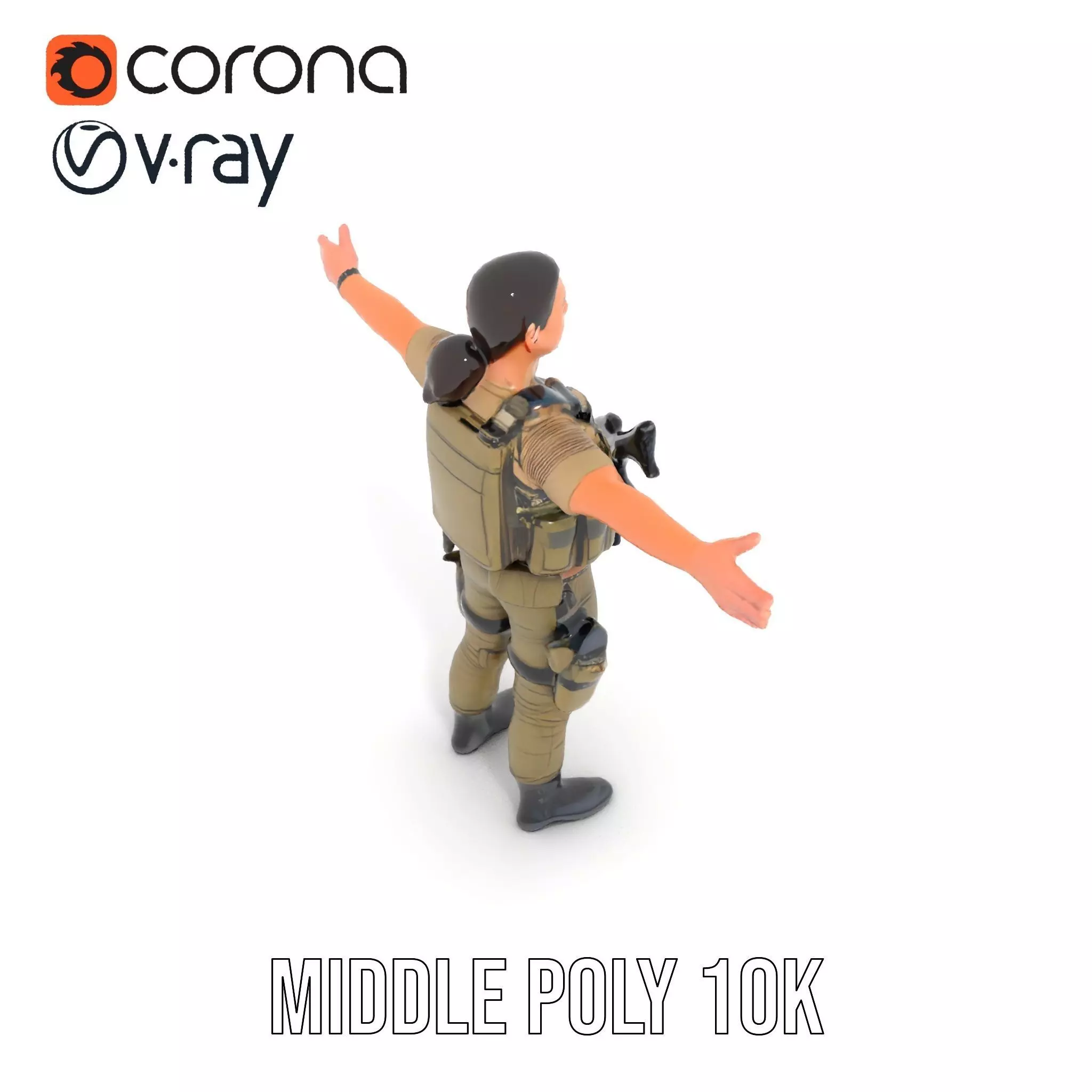 Military Soldier Model Pack with Tactical Gear Low-poly 3D model_17