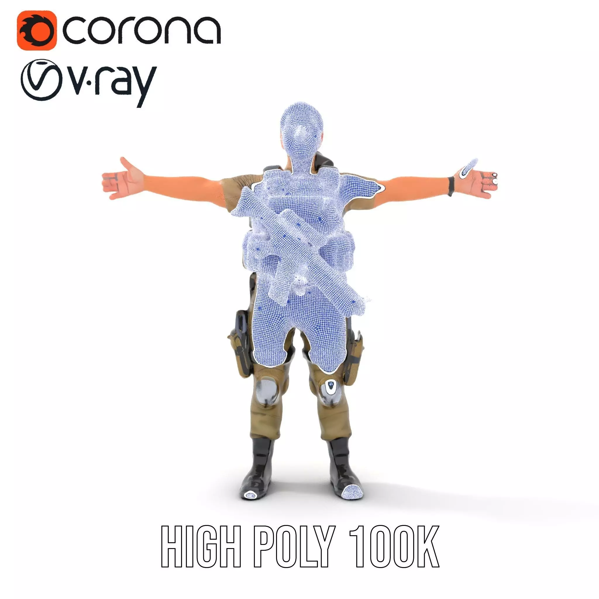 Military Soldier Model Pack with Tactical Gear Low-poly 3D model_33