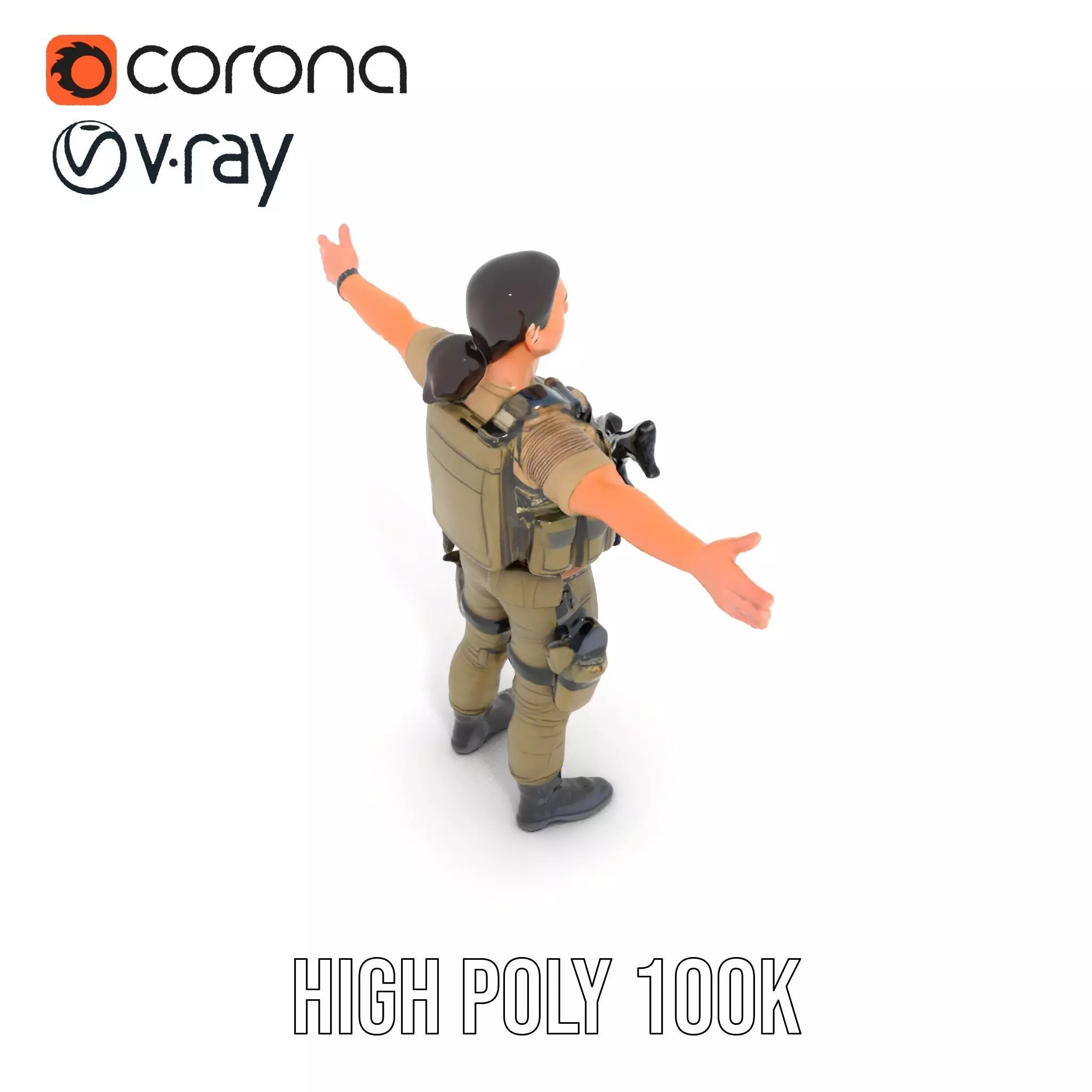 Military Soldier Model Pack with Tactical Gear Low-poly 3D model_10