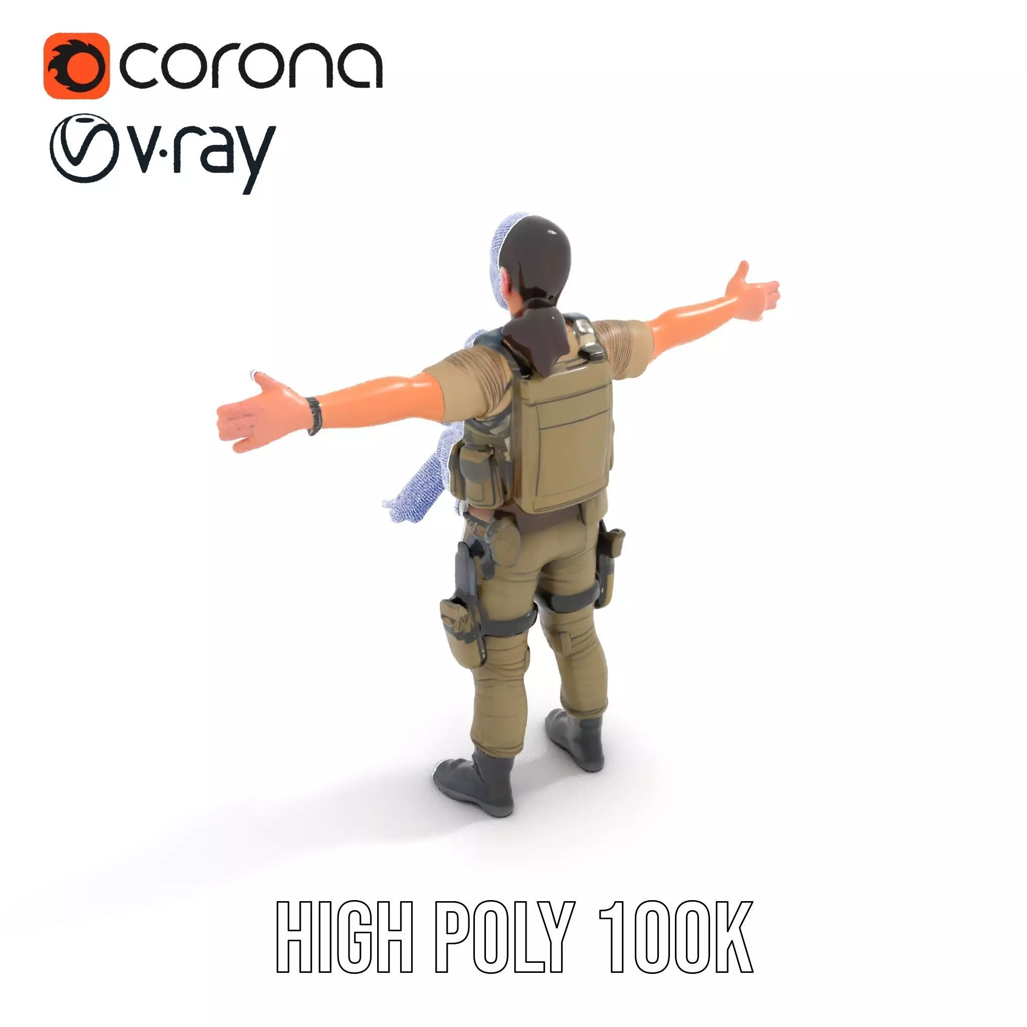 Military Soldier Model Pack with Tactical Gear Low-poly 3D model_21