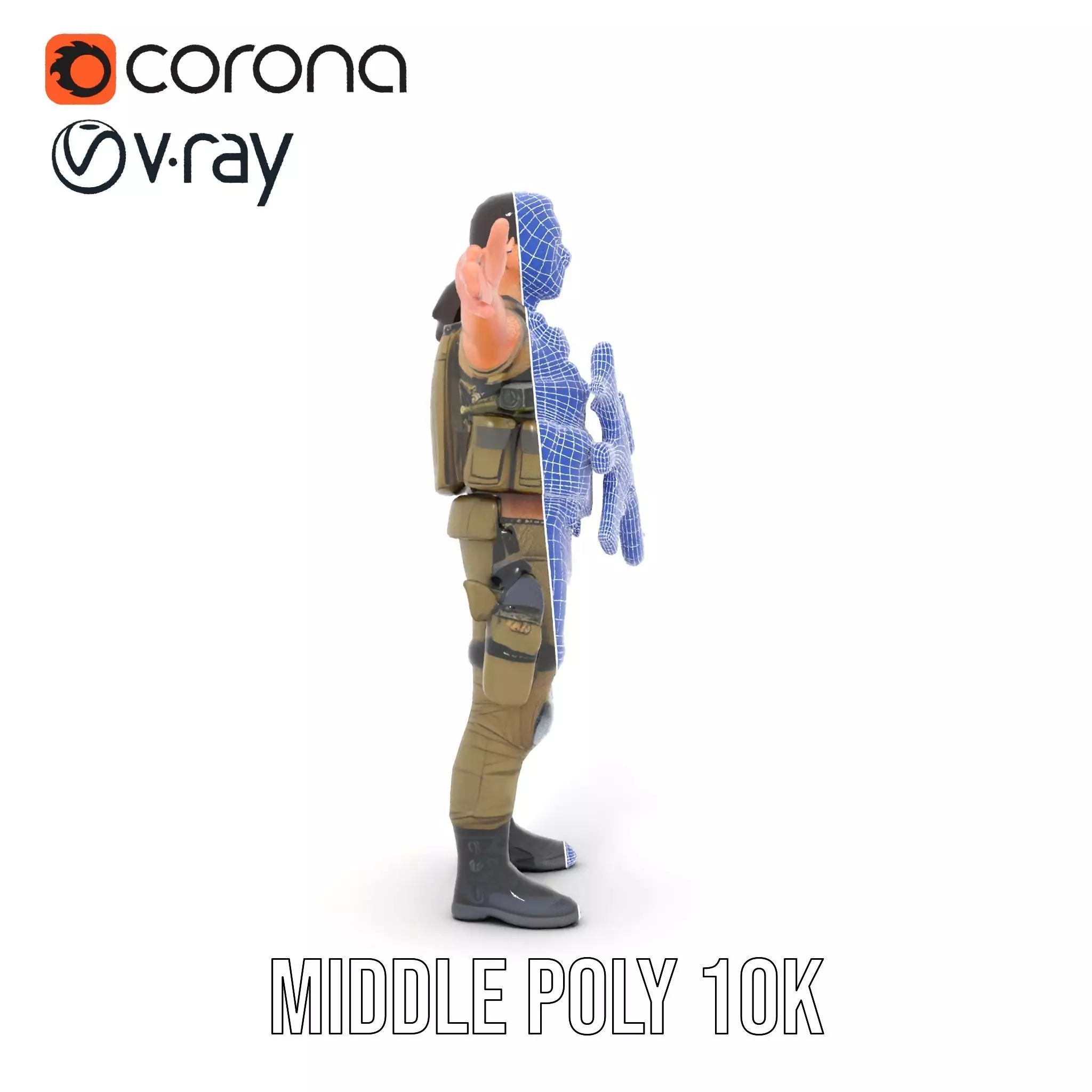 Military Soldier Model Pack with Tactical Gear Low-poly 3D model_28