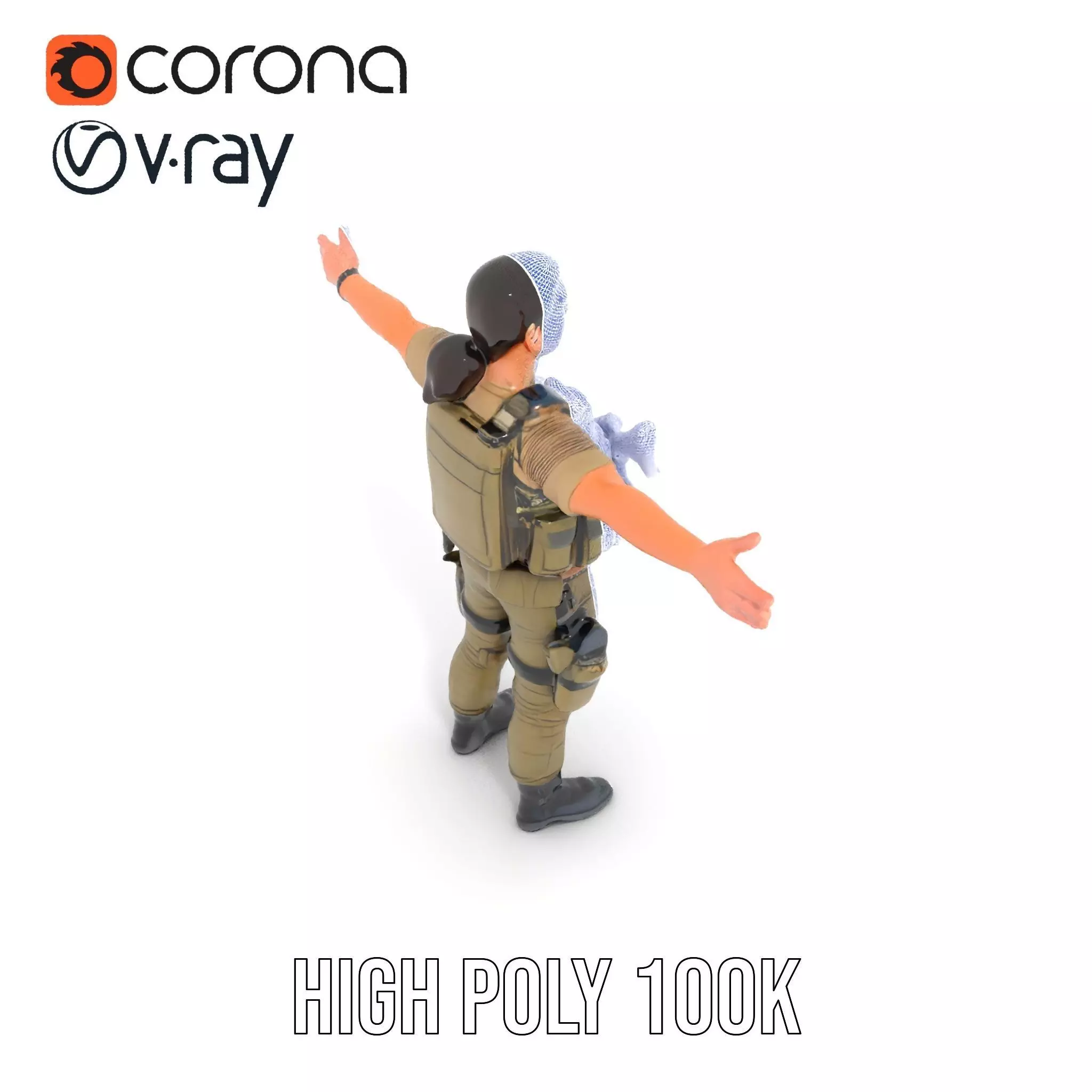 Military Soldier Model Pack with Tactical Gear Low-poly 3D model_27