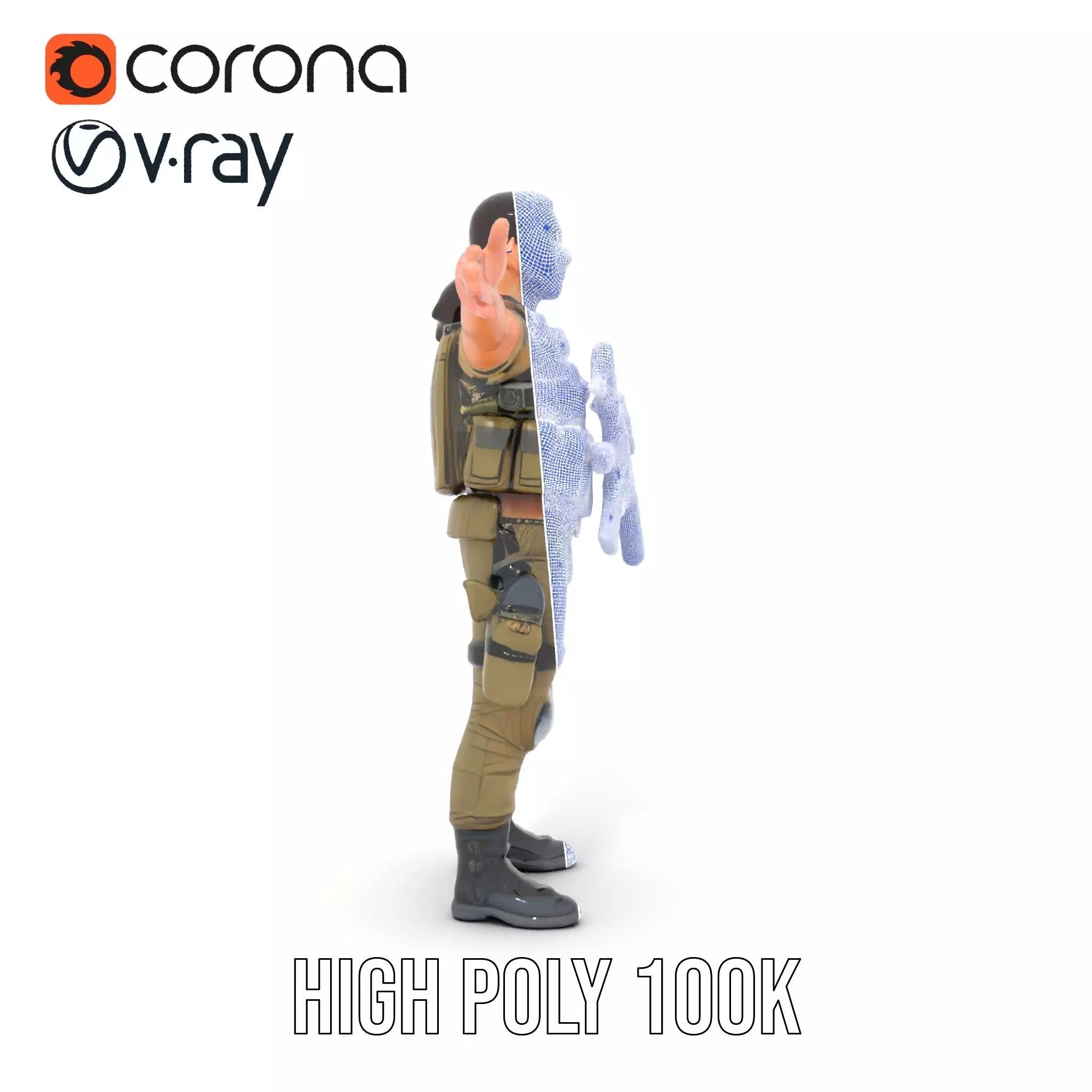 Military Soldier Model Pack with Tactical Gear Low-poly 3D model_32