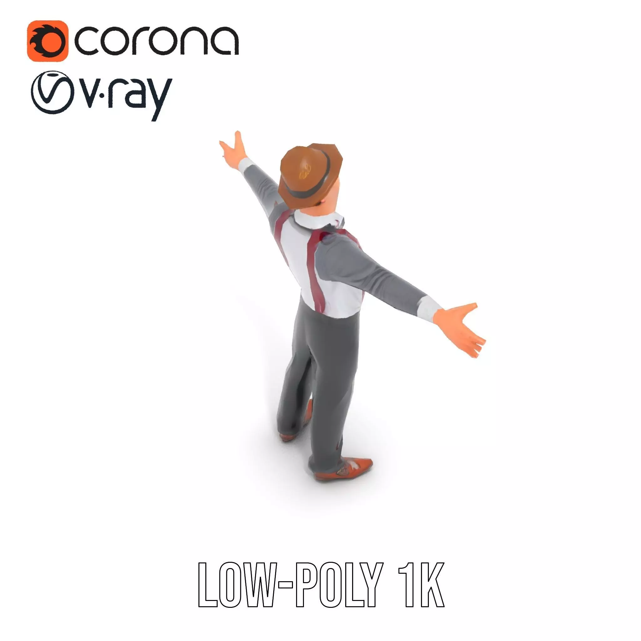 Cheerful Character with Hat Model Pack Low-poly 3D model_9