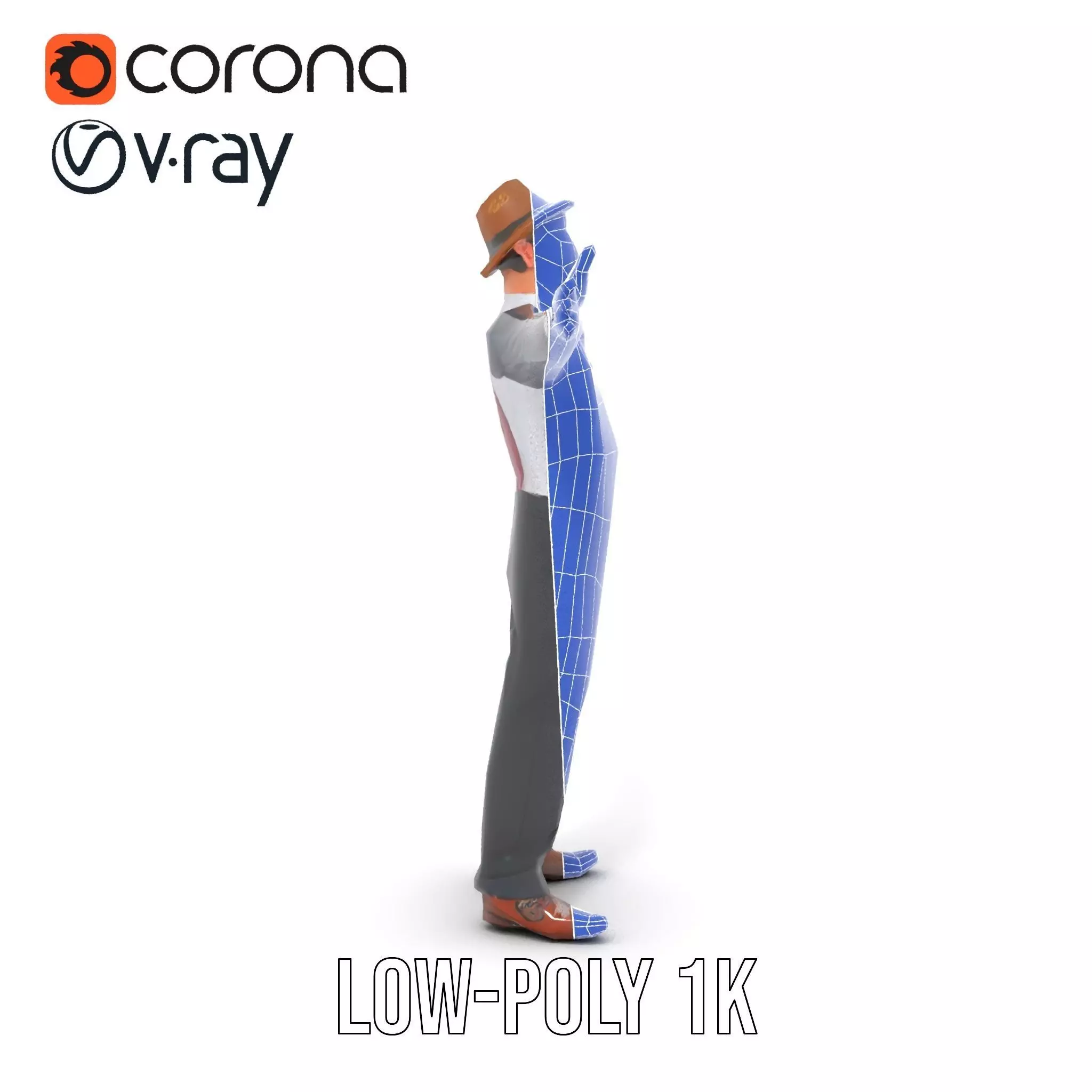 Cheerful Character with Hat Model Pack Low-poly 3D model_19