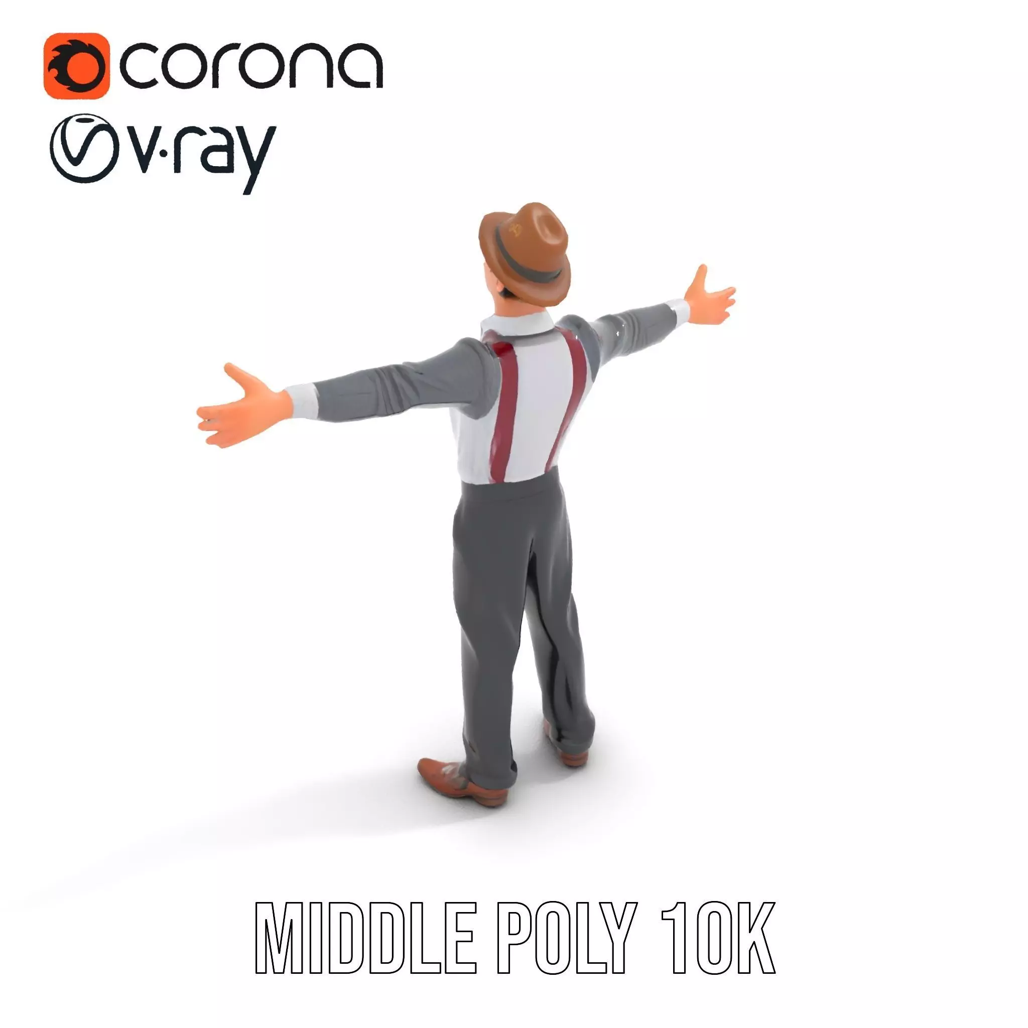 Cheerful Character with Hat Model Pack Low-poly 3D model_6