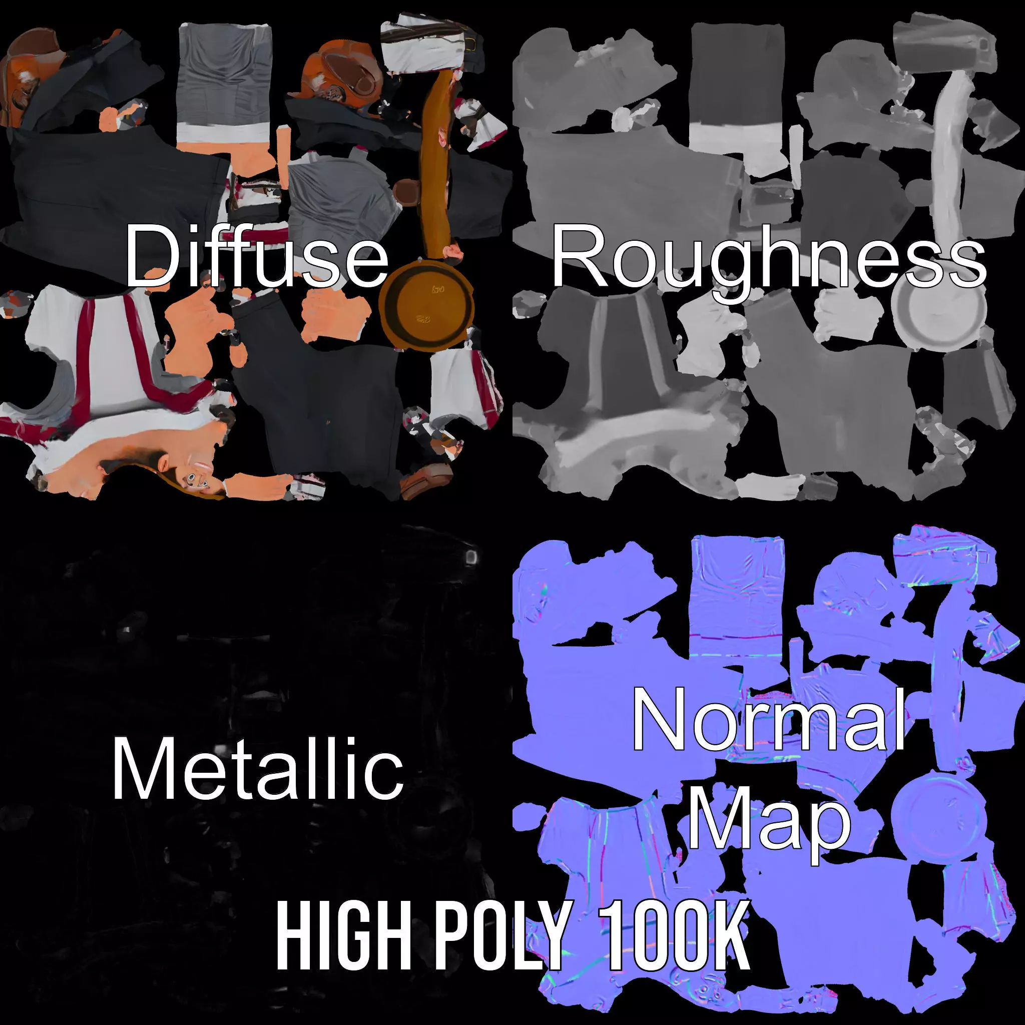 Cheerful Character with Hat Model Pack Low-poly 3D model_4