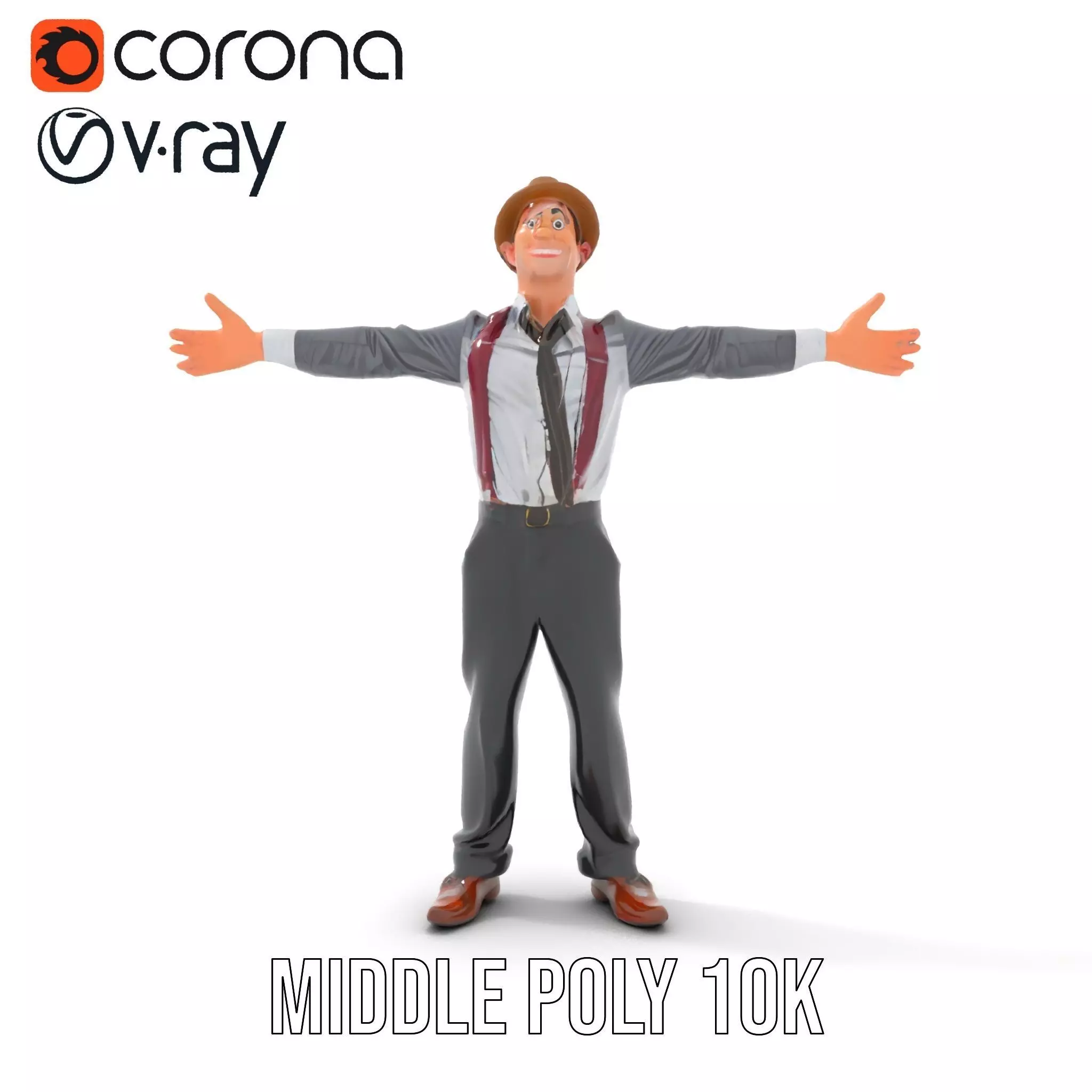 Cheerful Character with Hat Model Pack Low-poly 3D model_24