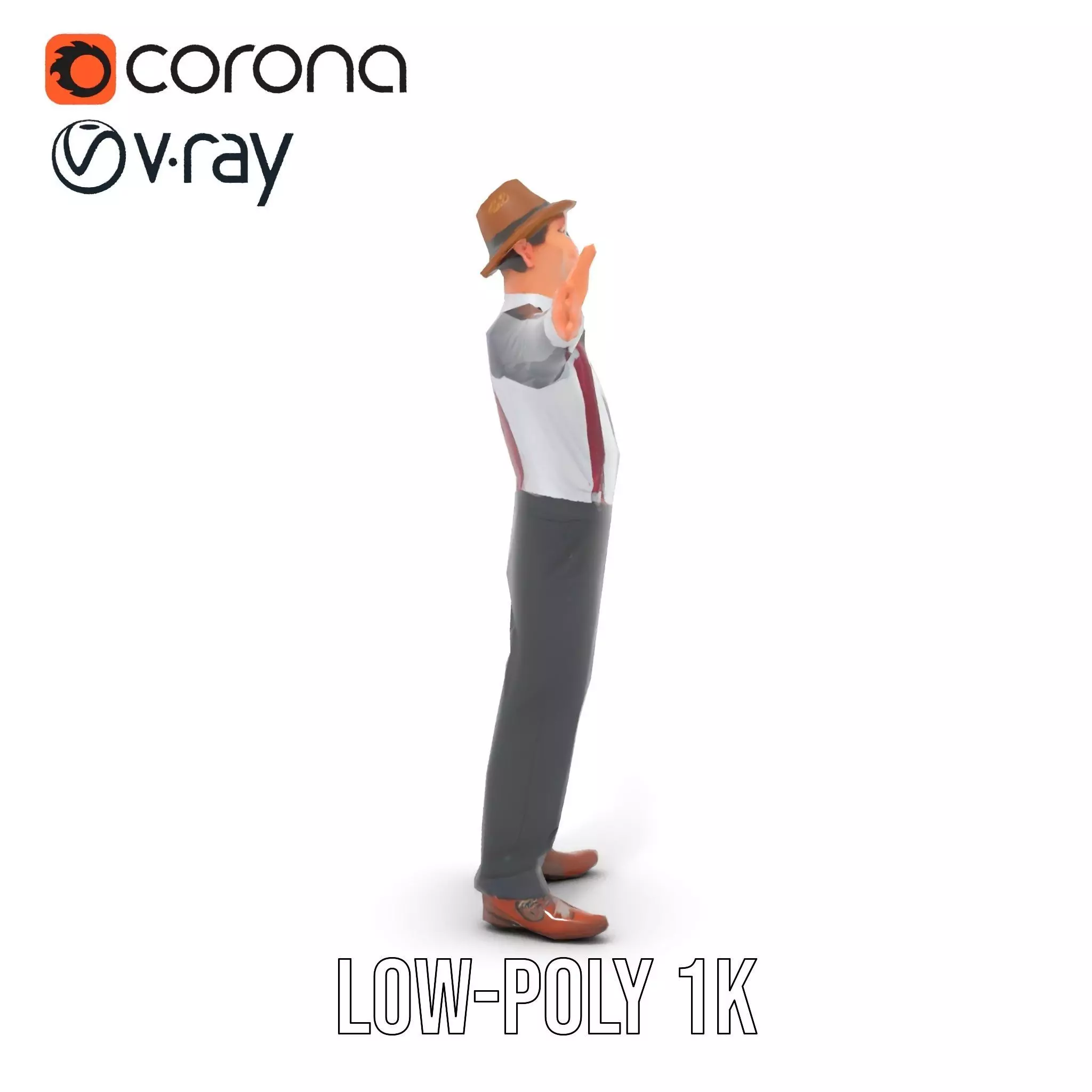 Cheerful Character with Hat Model Pack Low-poly 3D model_28