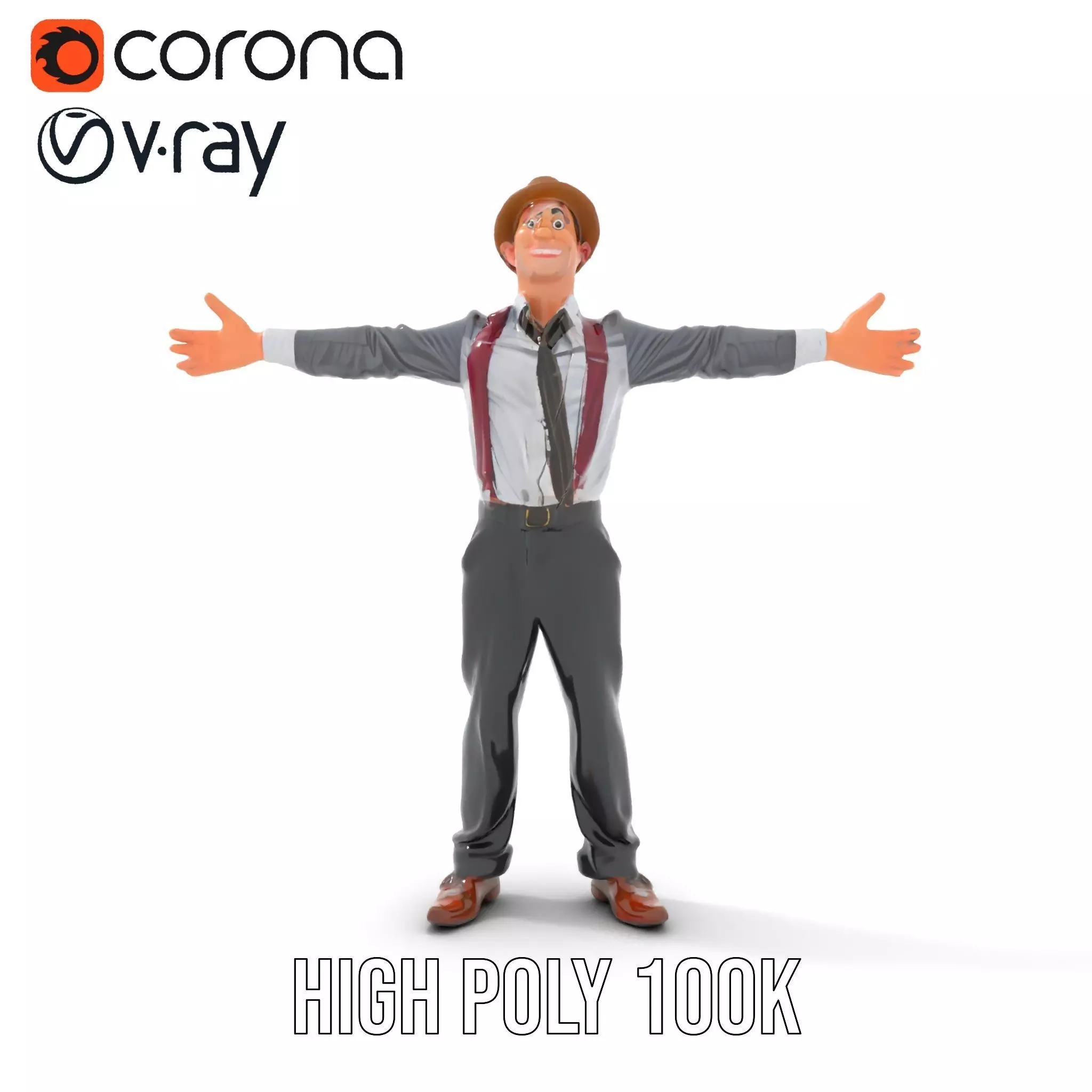 Cheerful Character with Hat Model Pack Low-poly 3D model_32