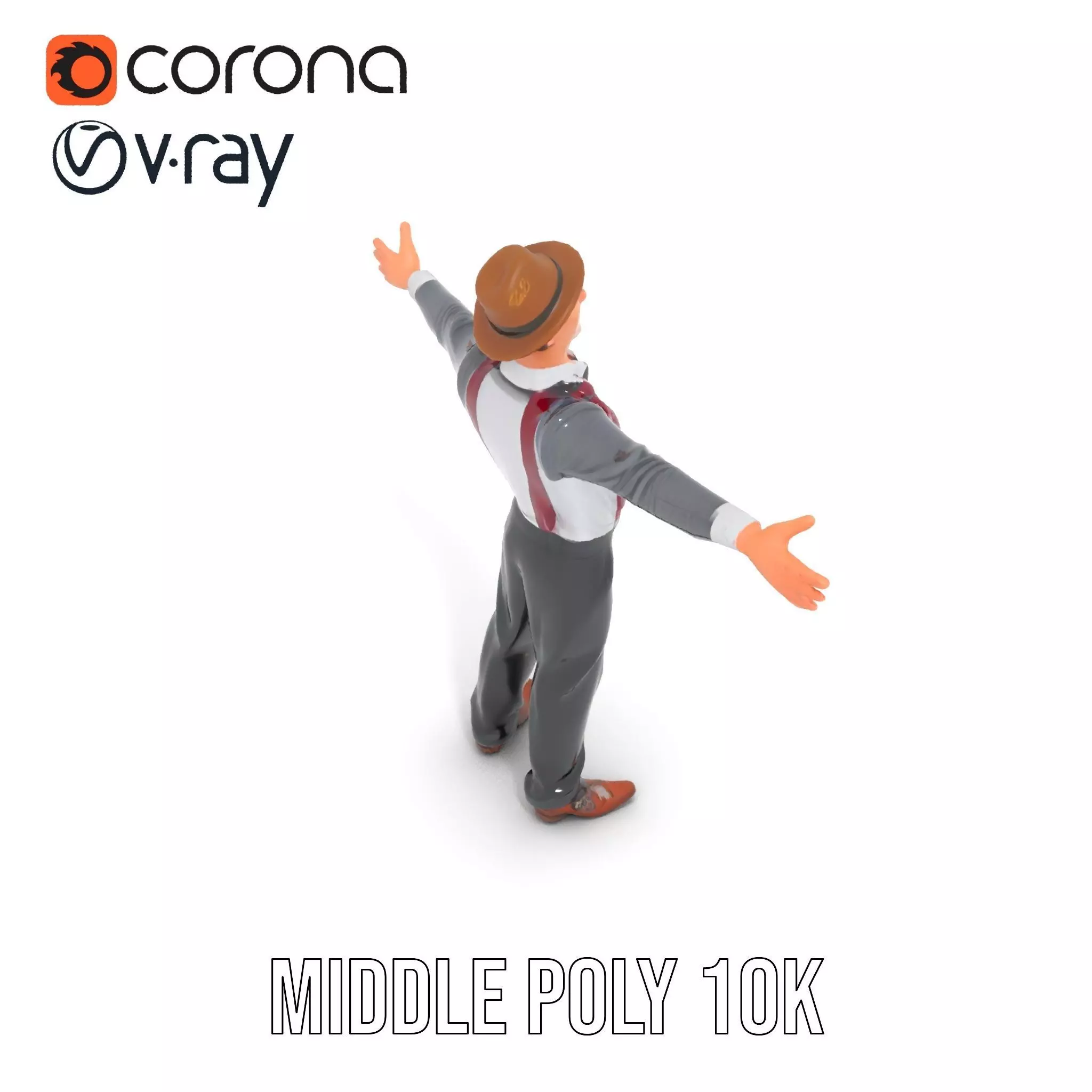 Cheerful Character with Hat Model Pack Low-poly 3D model_18