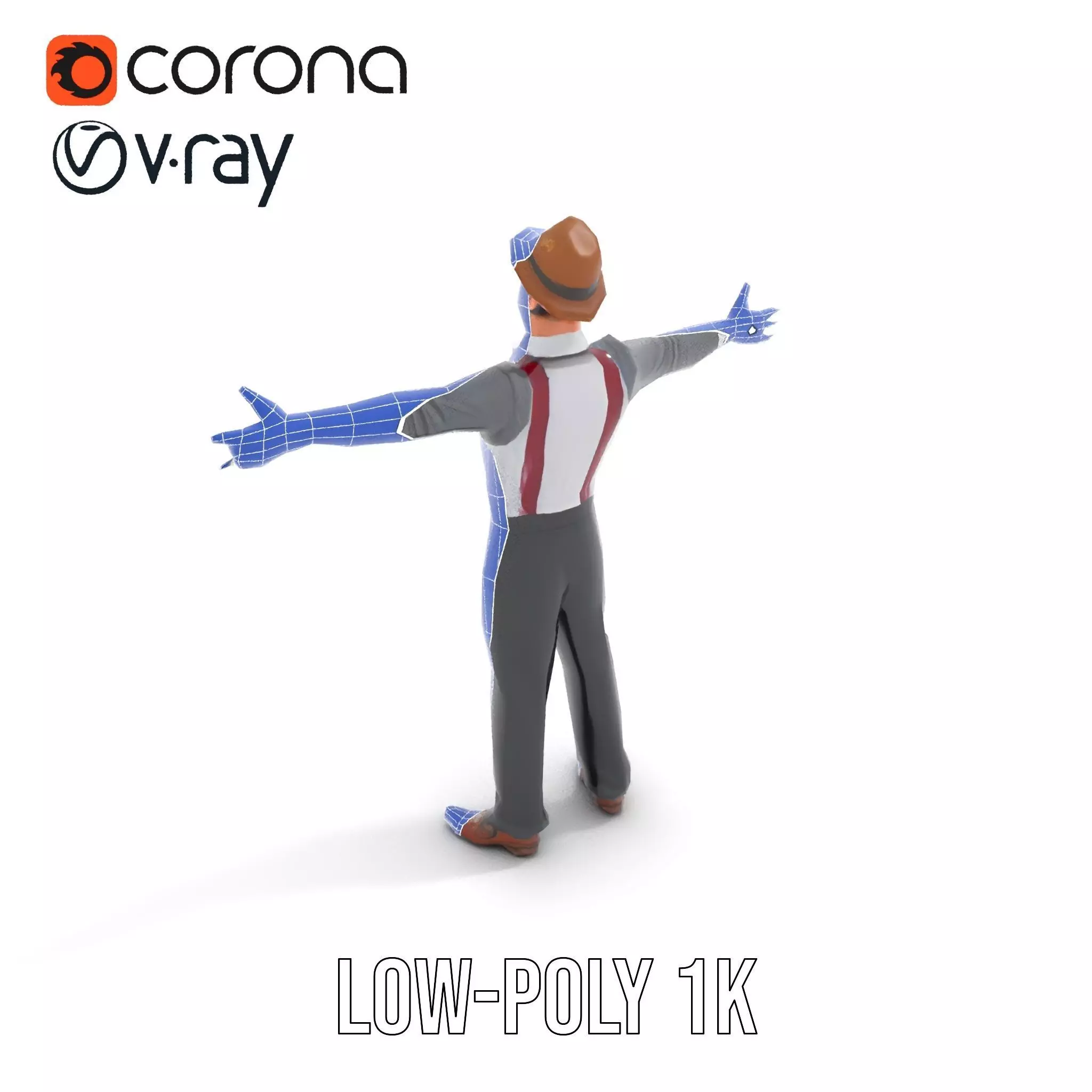 Cheerful Character with Hat Model Pack Low-poly 3D model_17