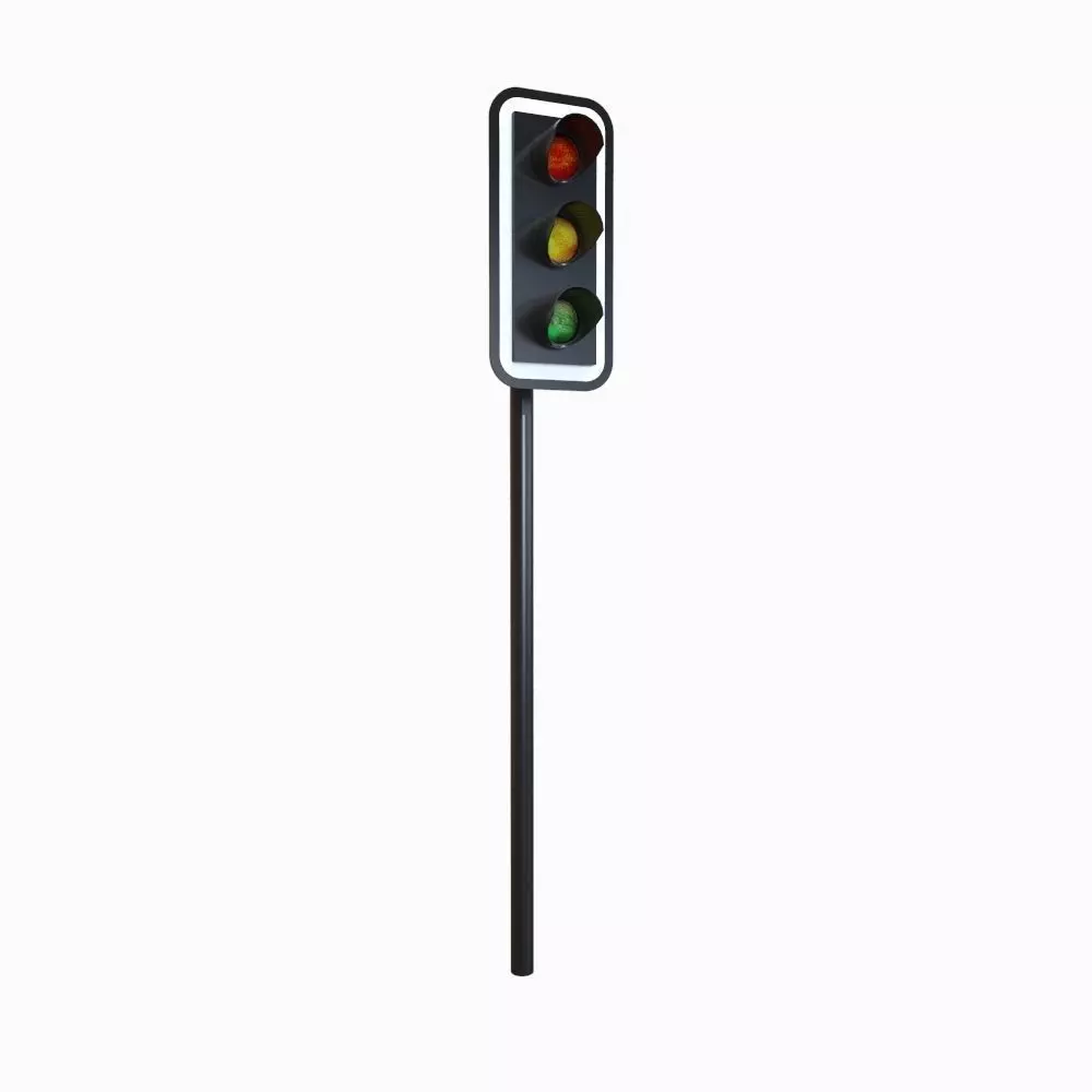 Single Traffic Light Low-poly 3D model_0