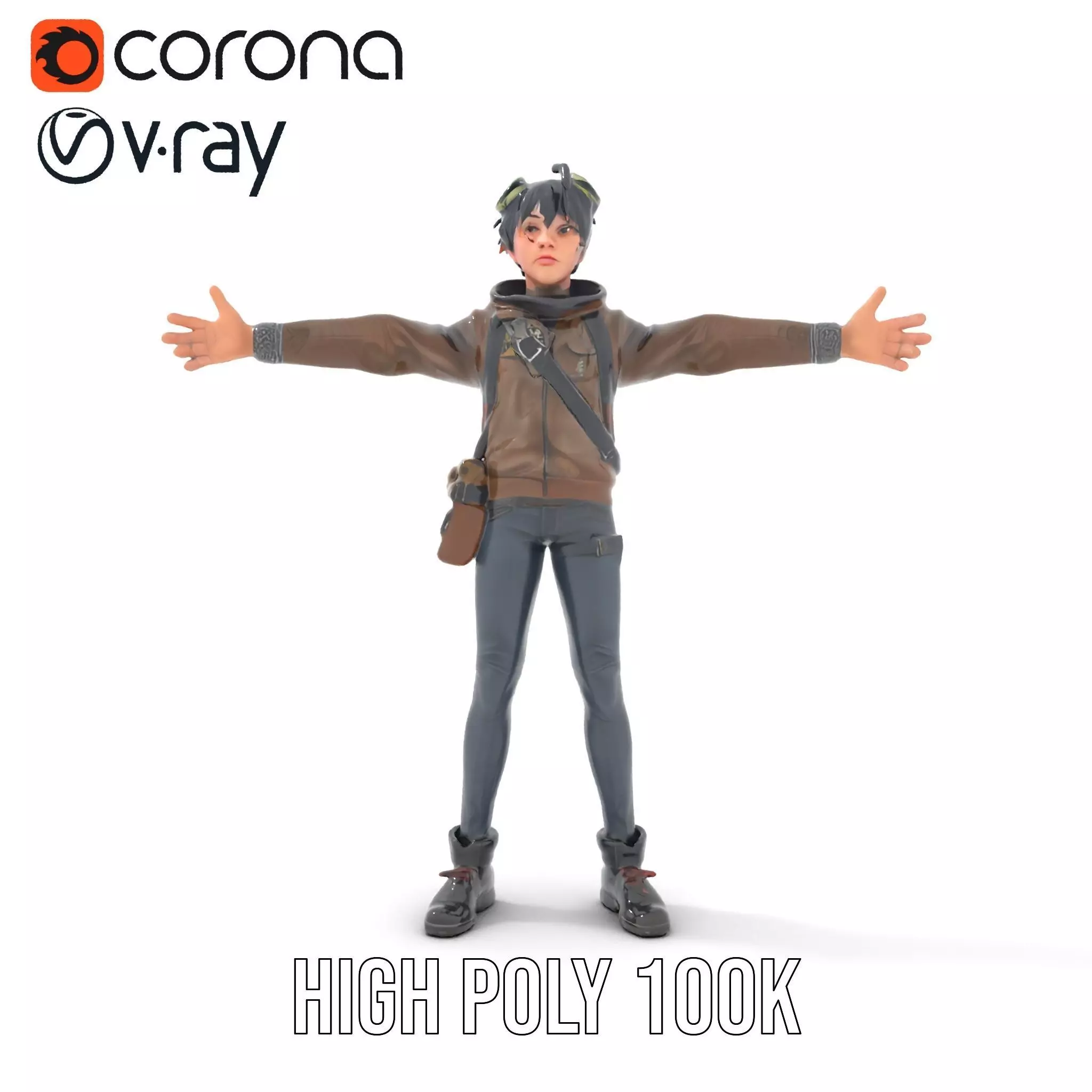 Adventure Character Model Pack  Teen Explorer Low-poly 3D model_17