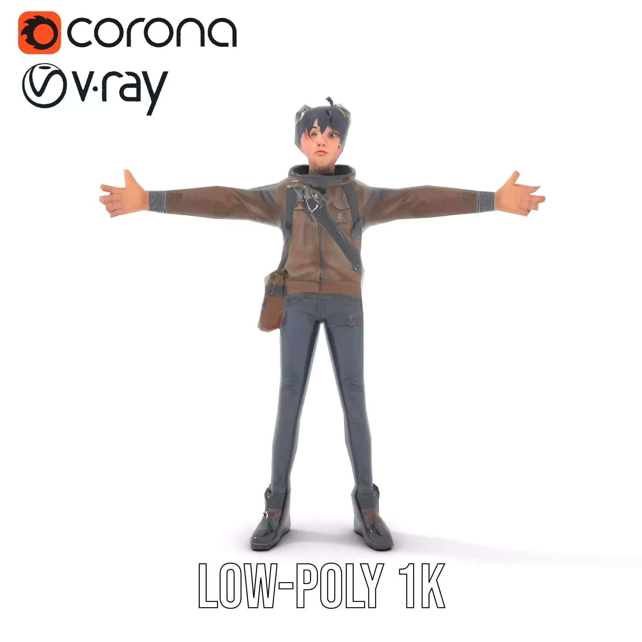 Adventure Character Model Pack  Teen Explorer Low-poly 3D model_19