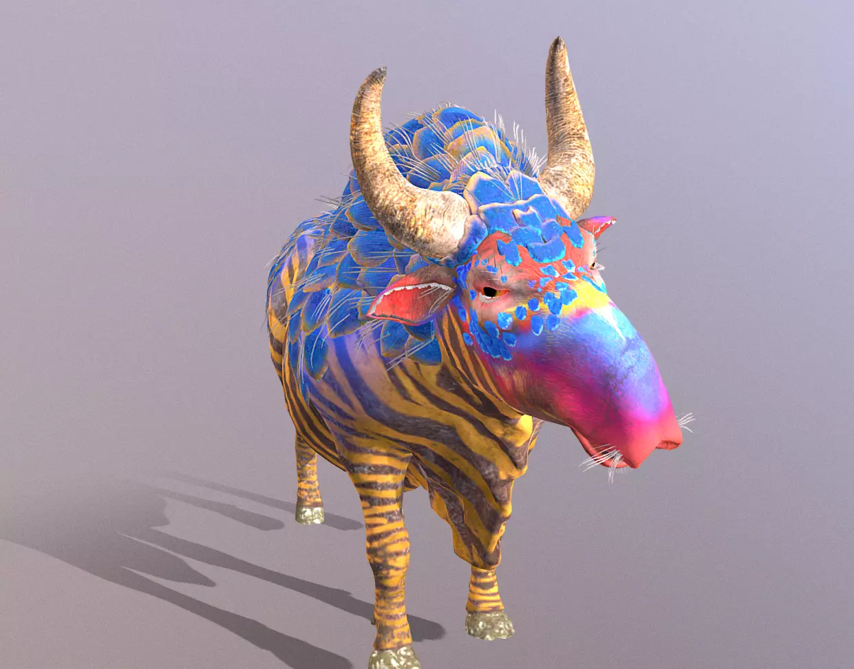 Mythical Zebra COW SHAKING butt IDLE 3D model_1