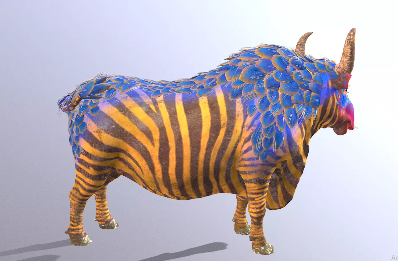 Mythical Zebra COW SHAKING butt IDLE 3D model_3