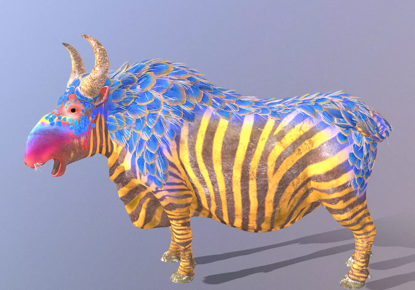 Mythical Zebra COW SHAKING butt IDLE 3D model_0