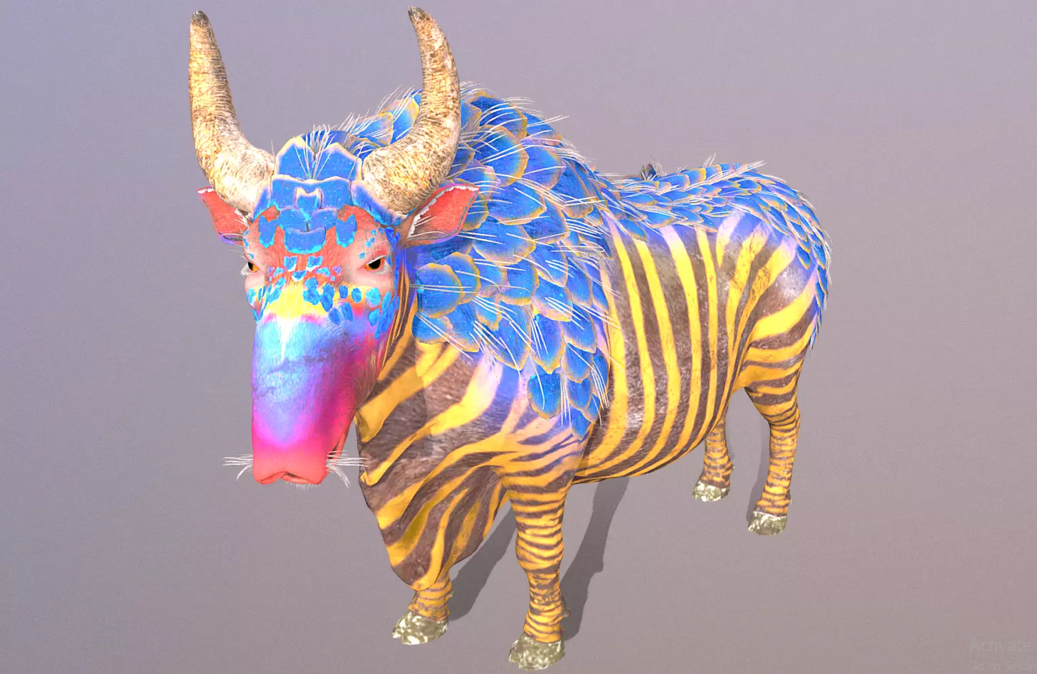 Mythical Zebra COW SHAKING butt IDLE 3D model_2